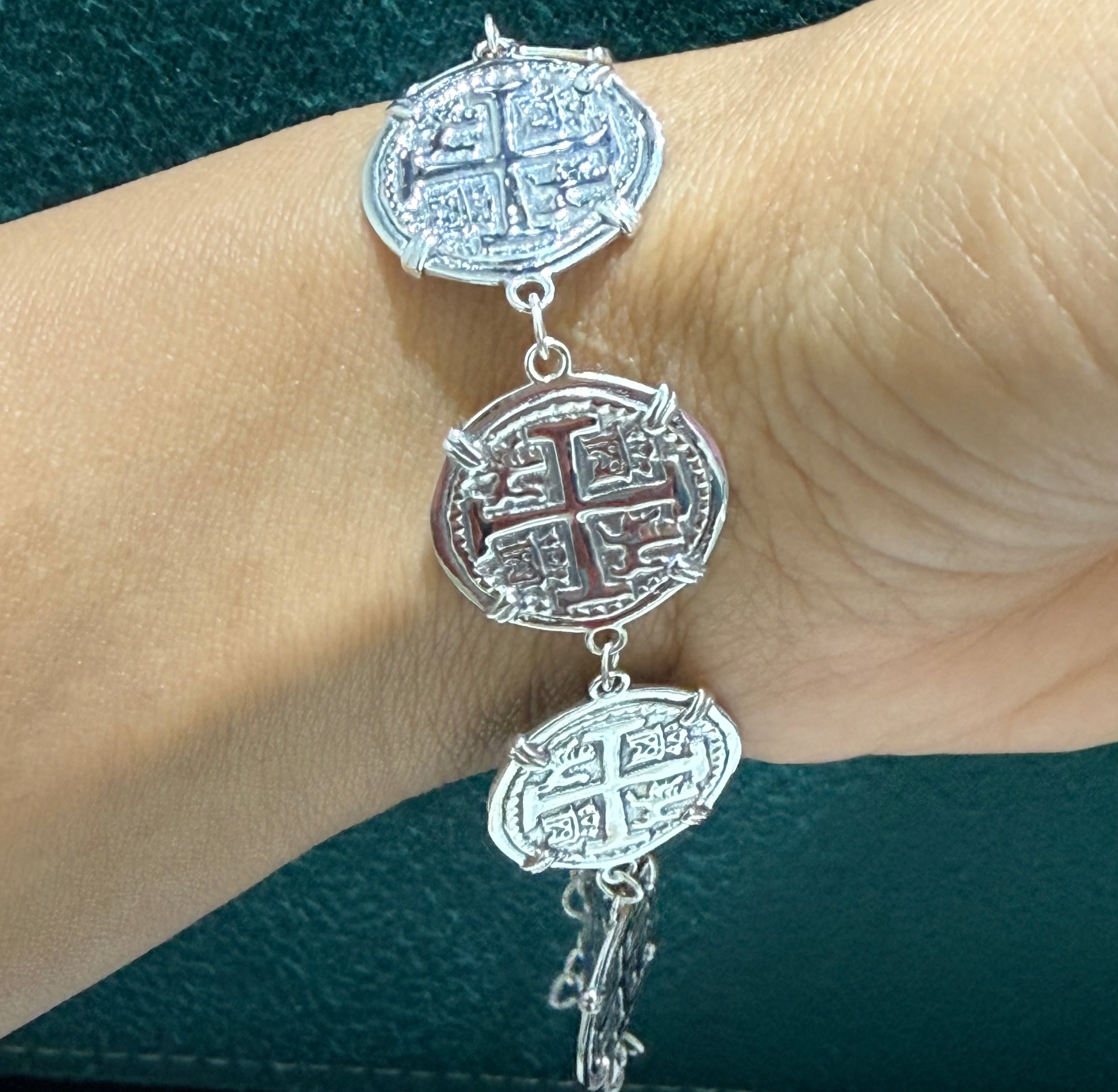 BEAUTIFUL ATOCHA SILVER COIN BRACELET