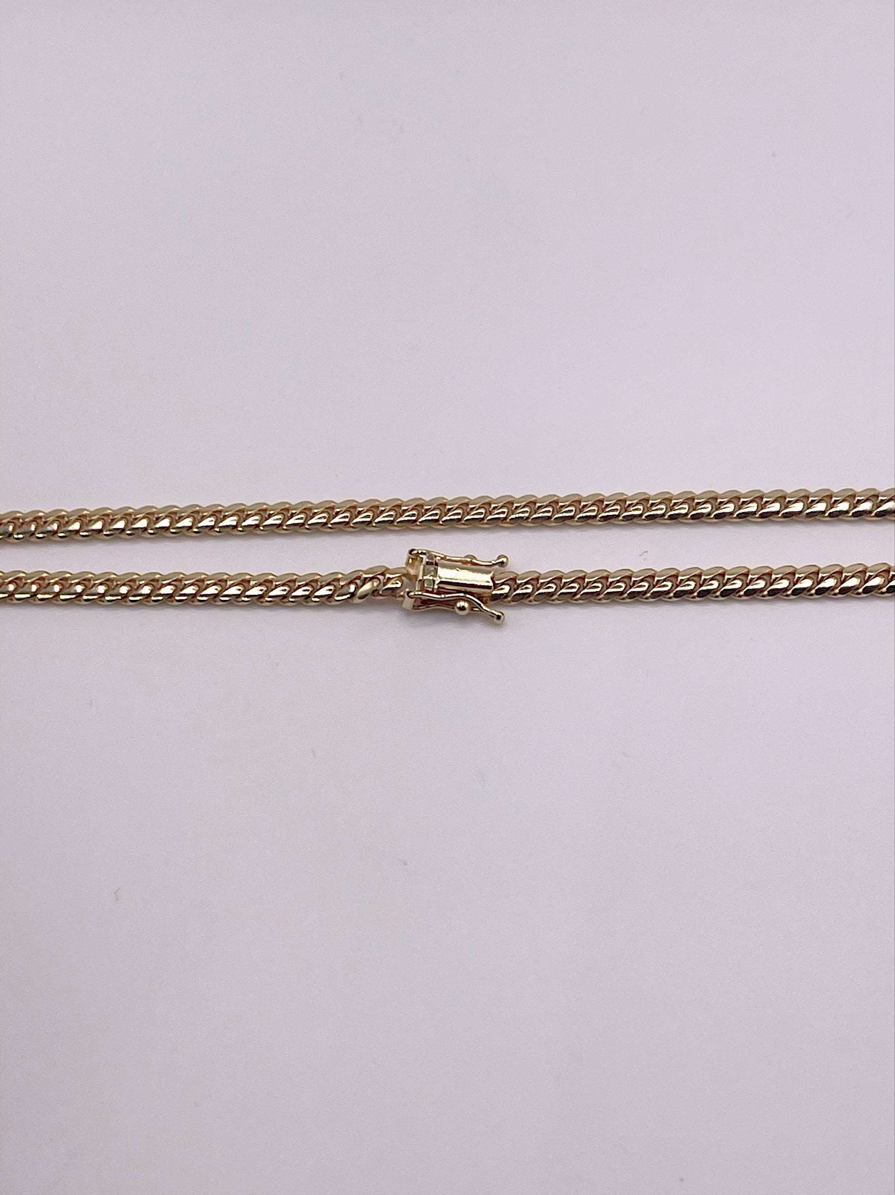 14K SOLID REAL GOLD BEAUTIFUL CUBAN LINK CHAIN 4MM
