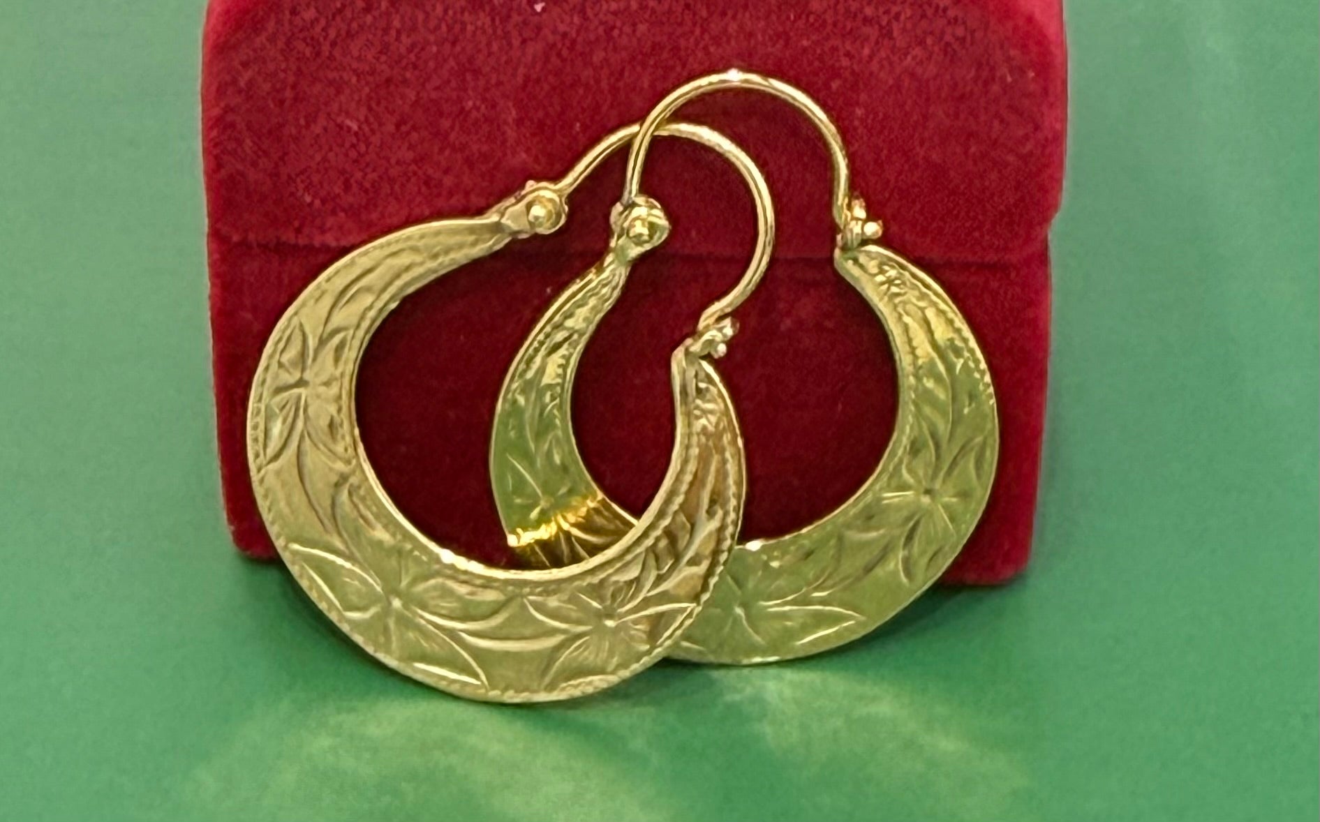 14K REAL SOLID GOLD HANDMADE CUBAN HOOP EARRINGS