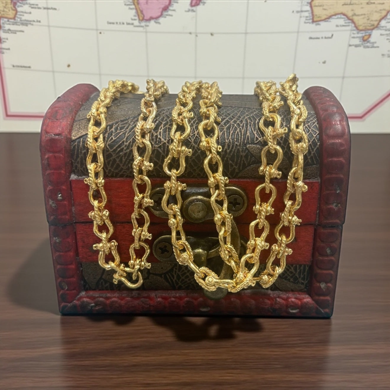 14K SOLID REAL GOLD HANDMADE BEAUTIFUL SHACKLE LINK CHAIN 5.5MM