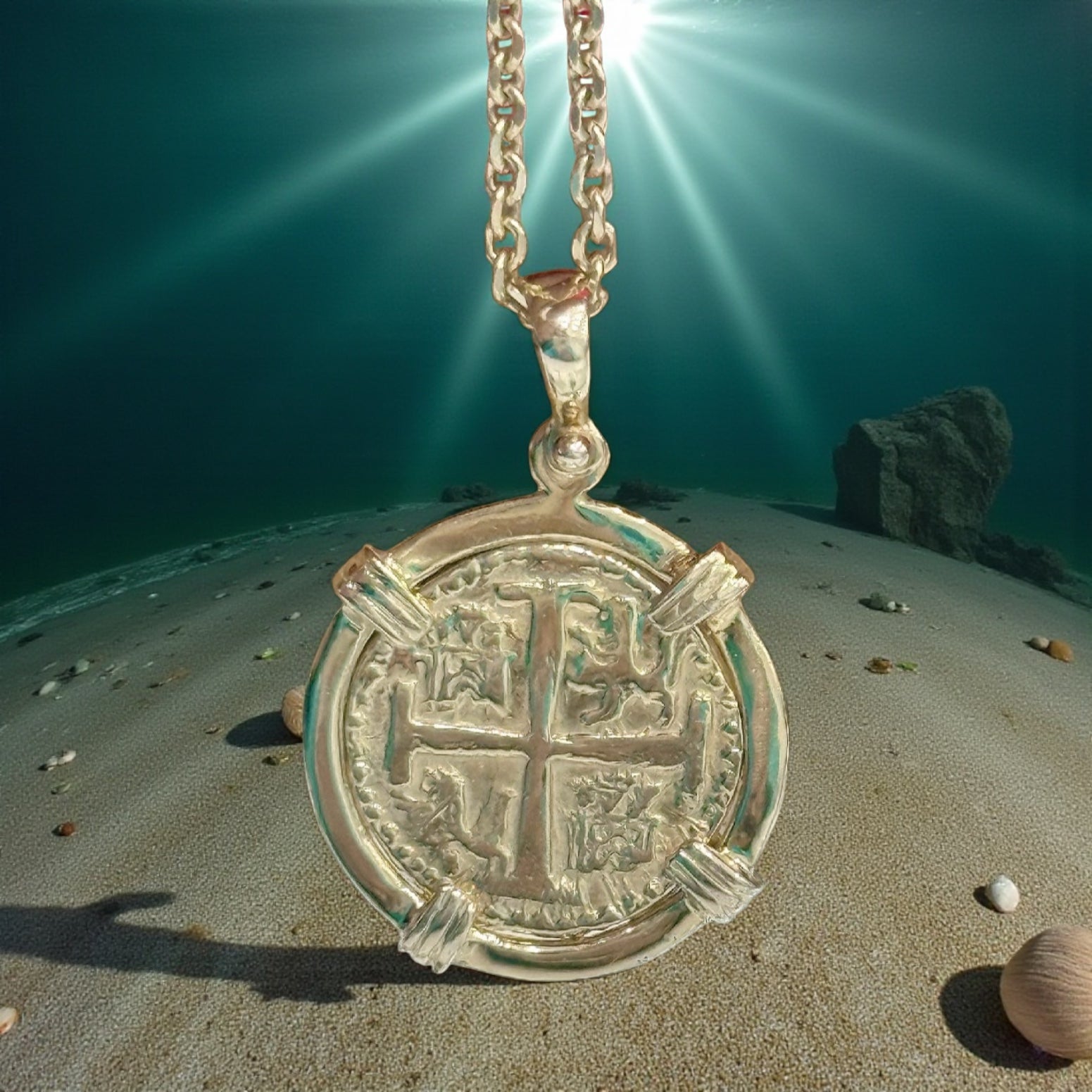 14k solid real gold shipwreck treasure gold coin pendant