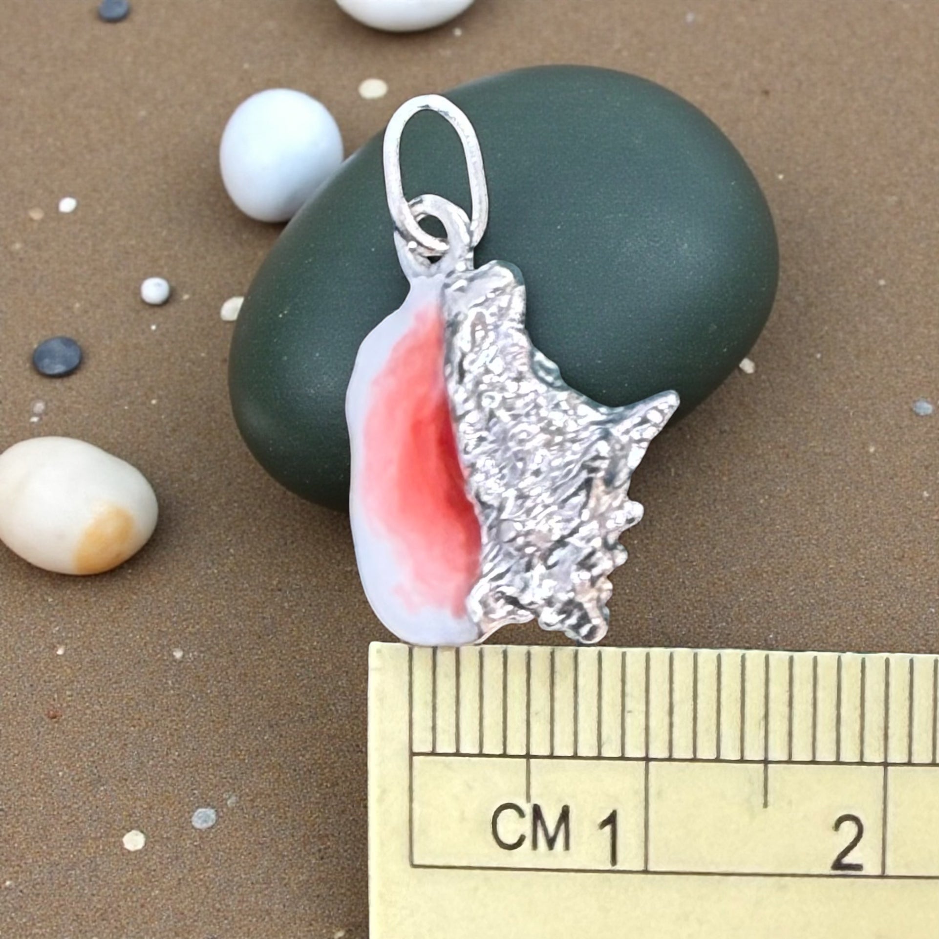 925 sterling silver handmade conch shell pendant