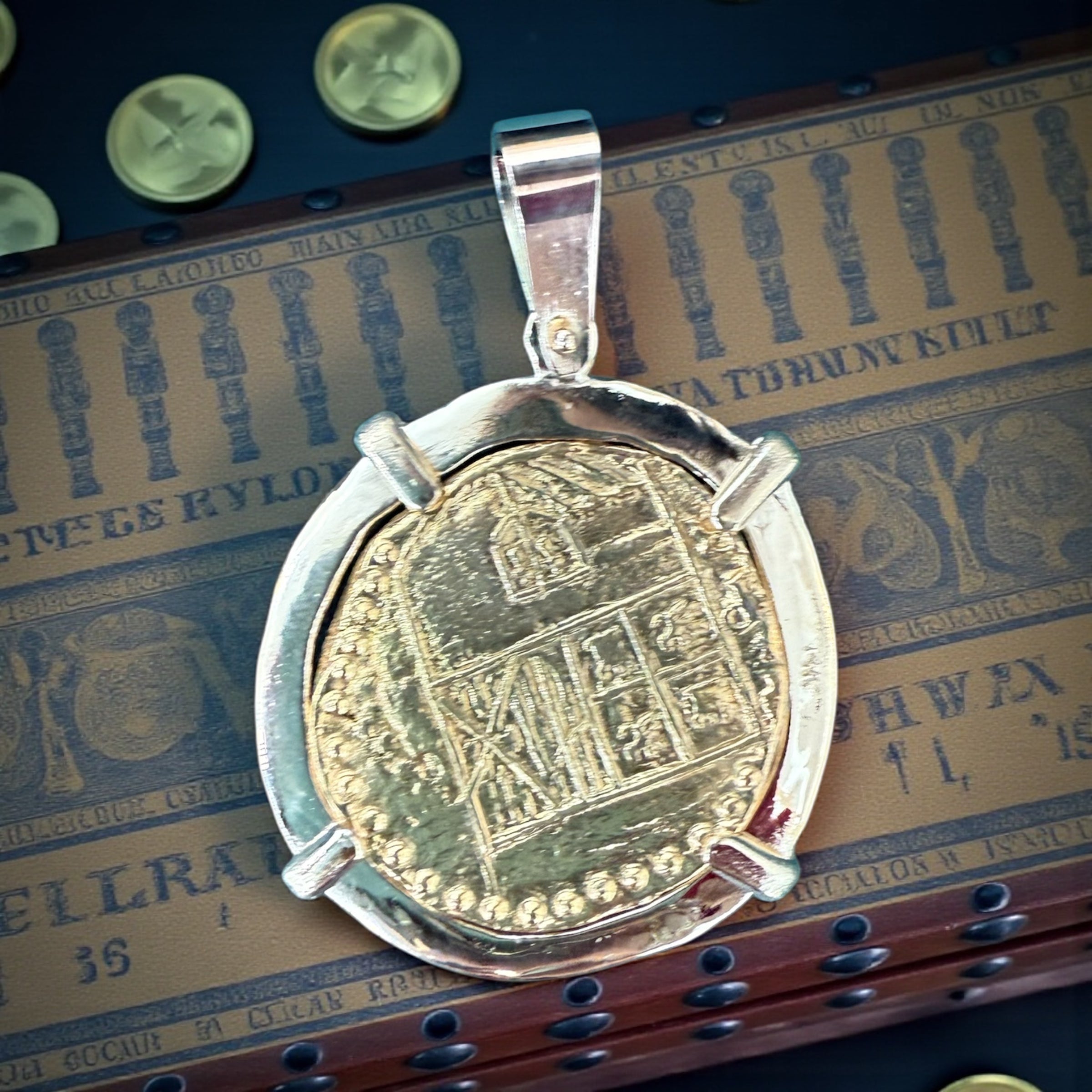 MUSEUM QUALITY ATOCHA SHIPWRECK GOLD COIN PENDANT HANDMADE WITH 14k SOLID REAL GOLD 14K STAMPED