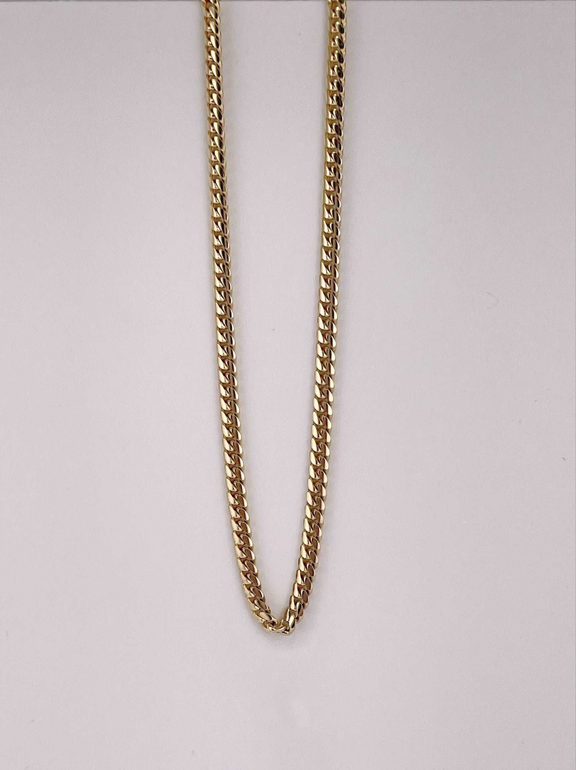14K SOLID REAL GOLD BEAUTIFUL CUBAN LINK CHAIN 4MM
