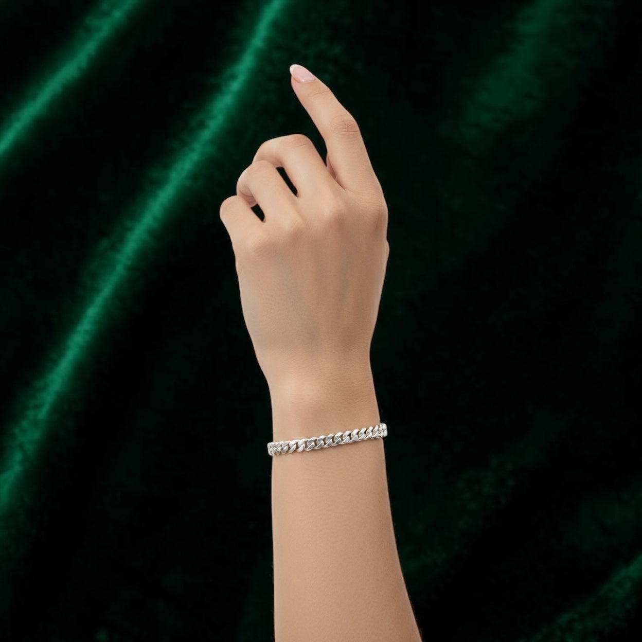 925 solid sterling silver bracelet 6mm