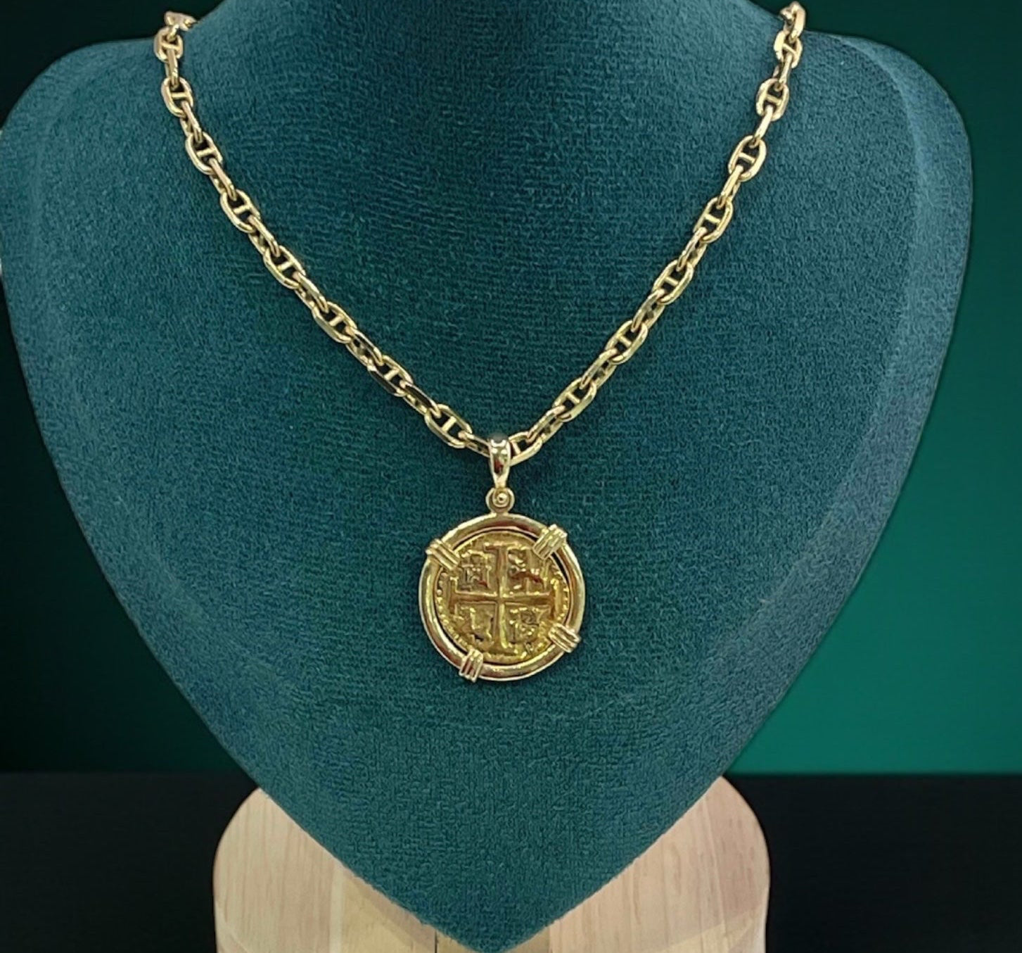 ATOCHA SHIPWRECK GOLD COIN PENDANT HANDMADE WITH 14k SOLID GOLD