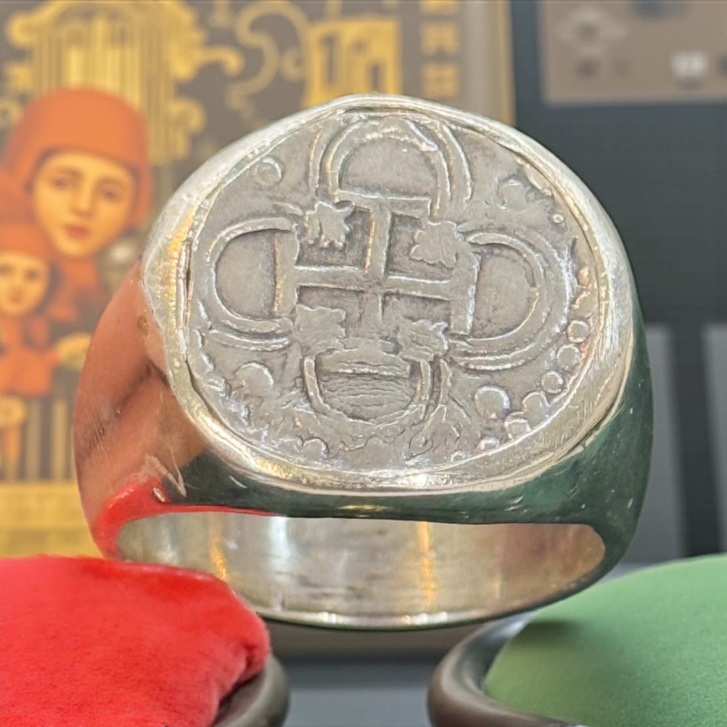 ATOCHA SOLID HEAVY SILVER COIN RING