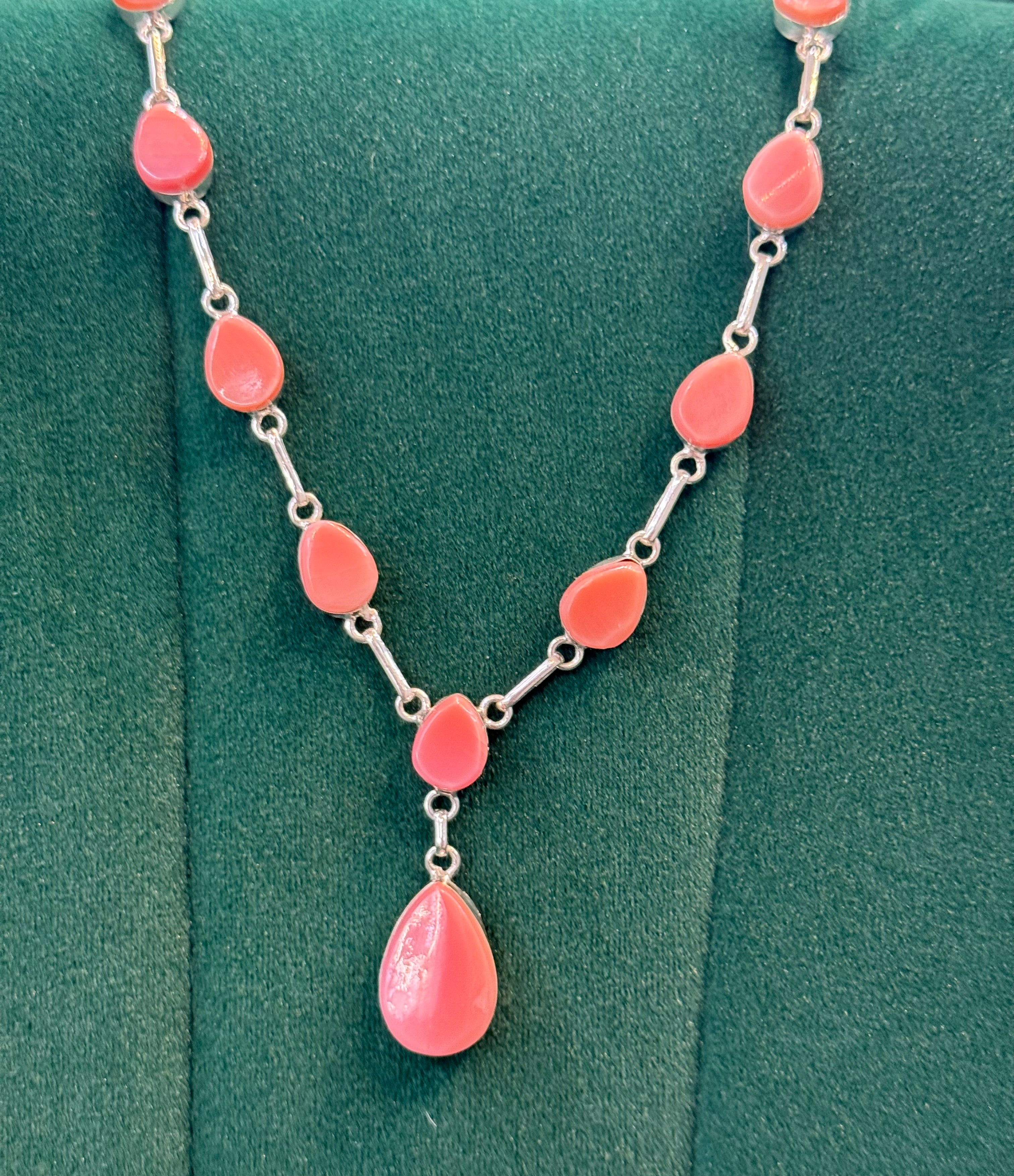 Handmade Pink Larimar Tear Drop style Necklace