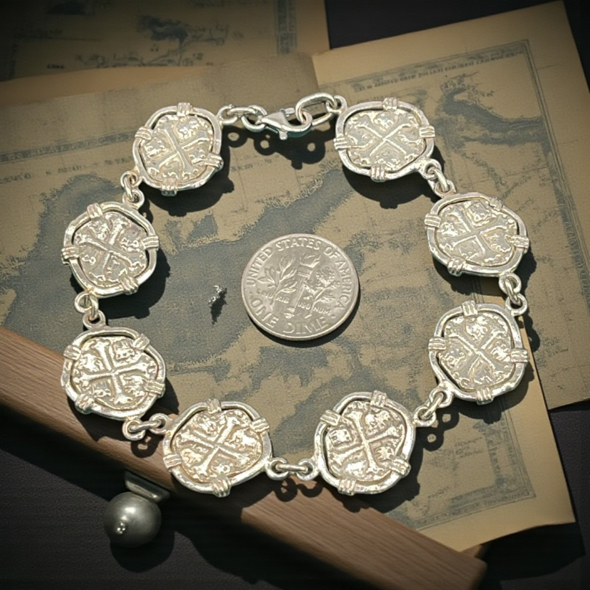 NUESTRA SENORA DE ATOCHA SOLID SILVER COIN BRACELET