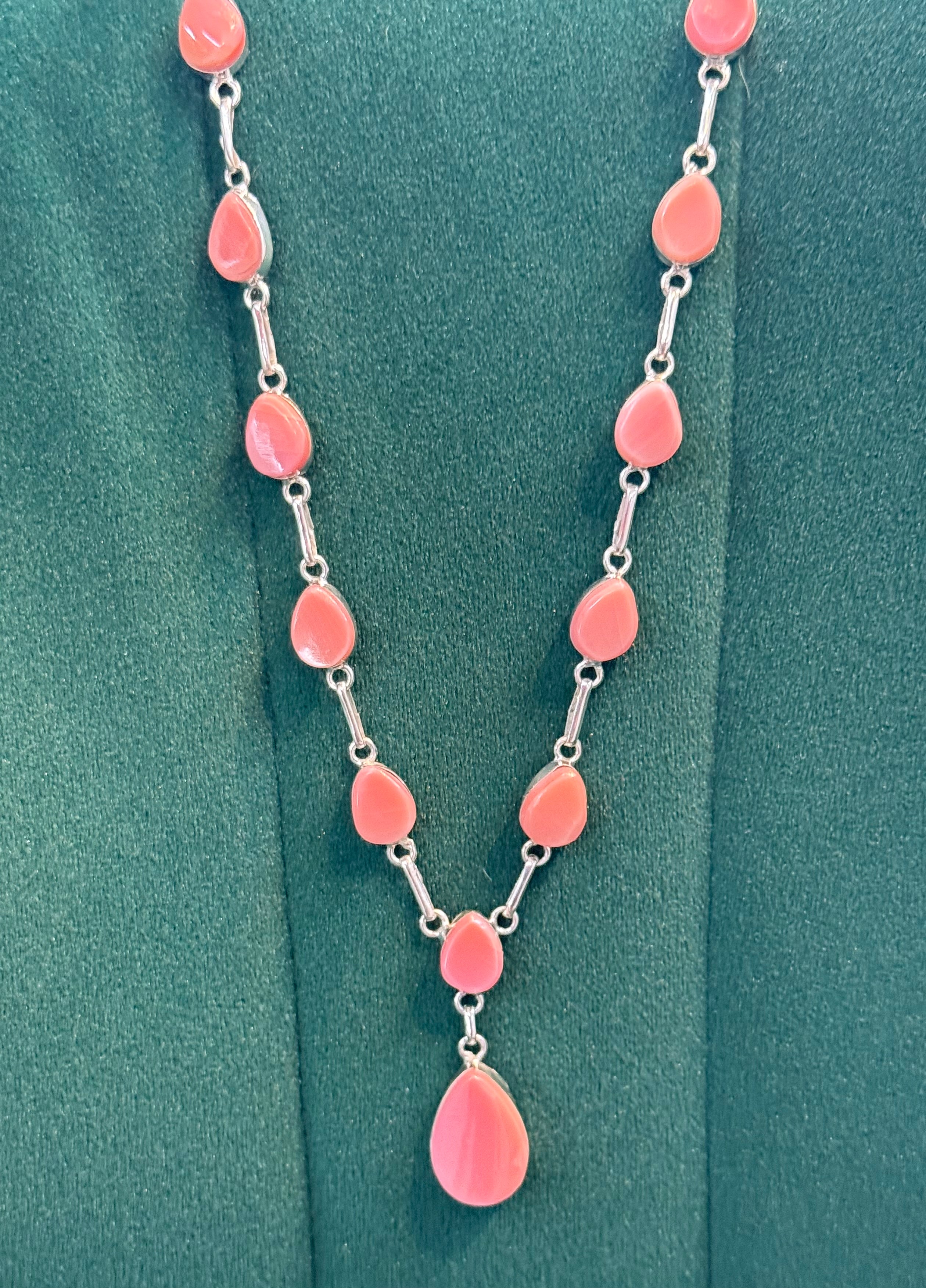 Handmade Pink Larimar Tear Drop style Necklace