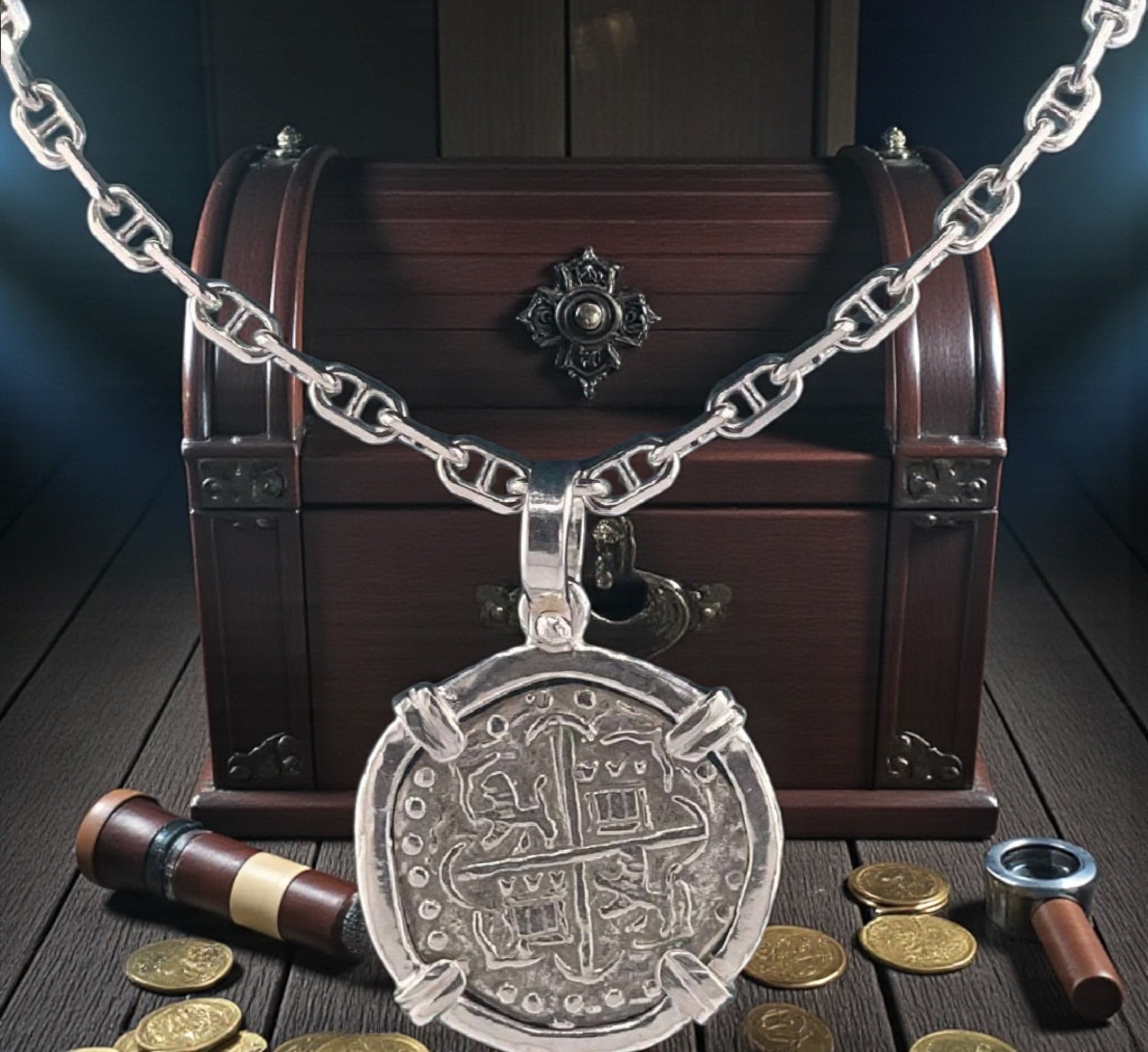 NUESTRA SENORA DE ATOCHA SOLID SILVER COIN PENDANT