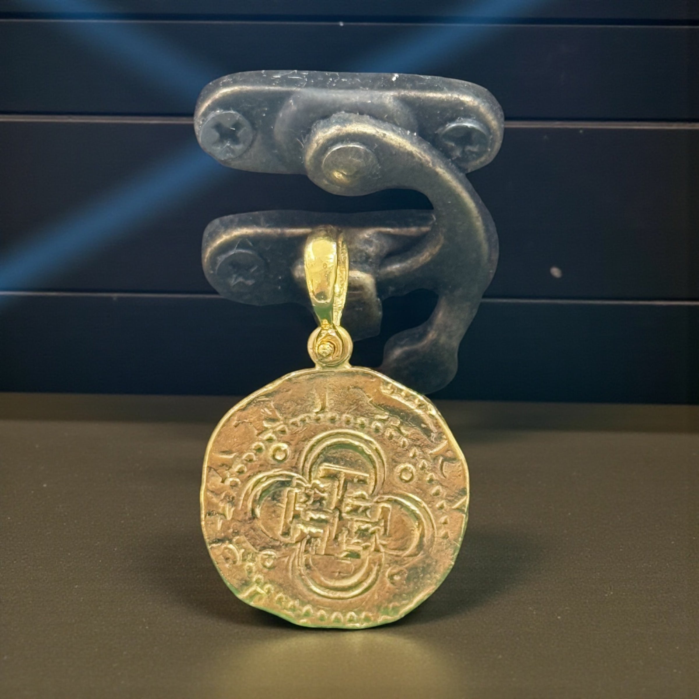 MUSEUM QUALITY RECREATION OF ATOCHA SHIPWRECK GOLD COIN PENDANT HANDMADE WITH 14k REAL GOLD