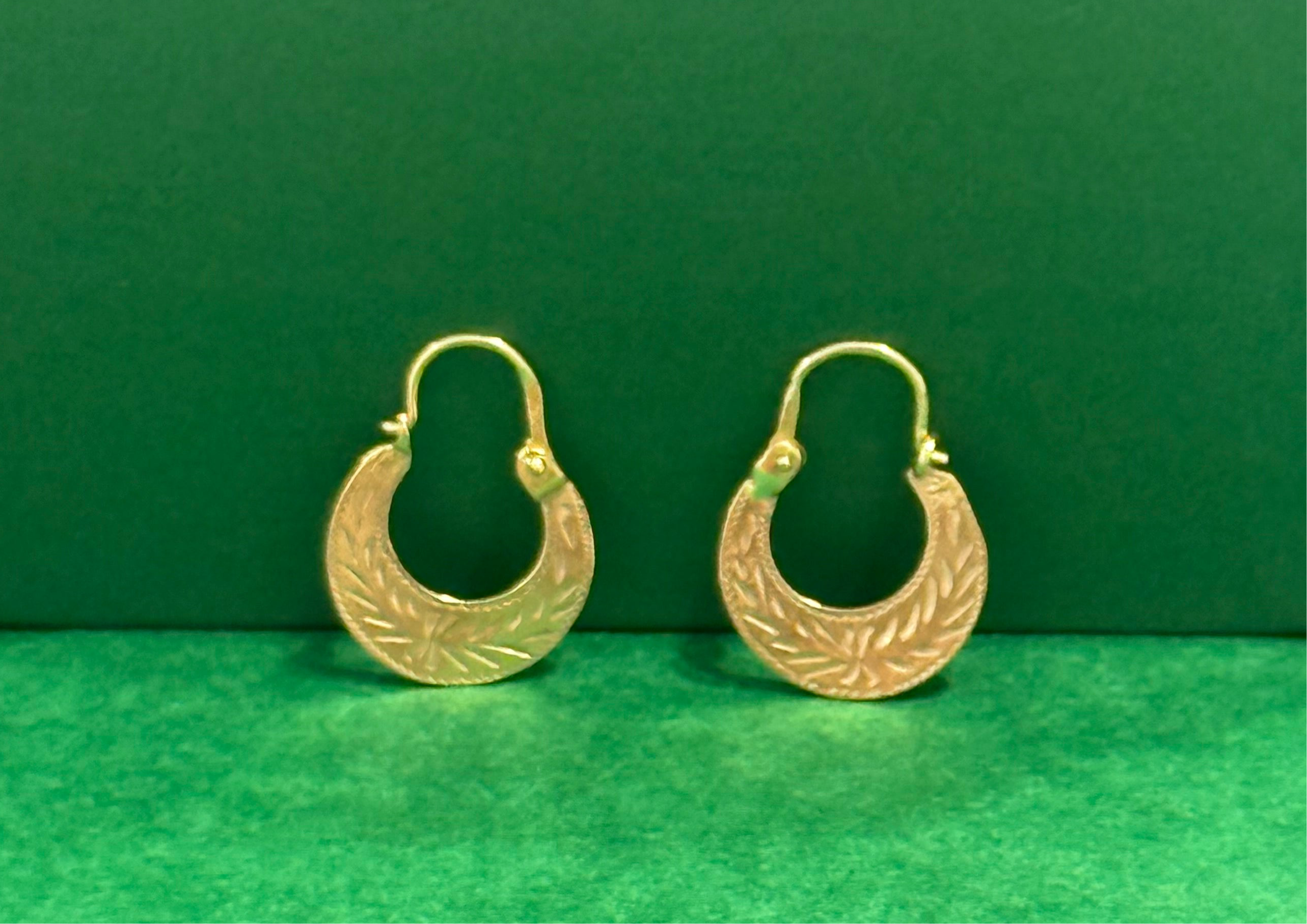 14K REAL GOLD HANDMADE MINI CUBAN HOOP EARRINGS