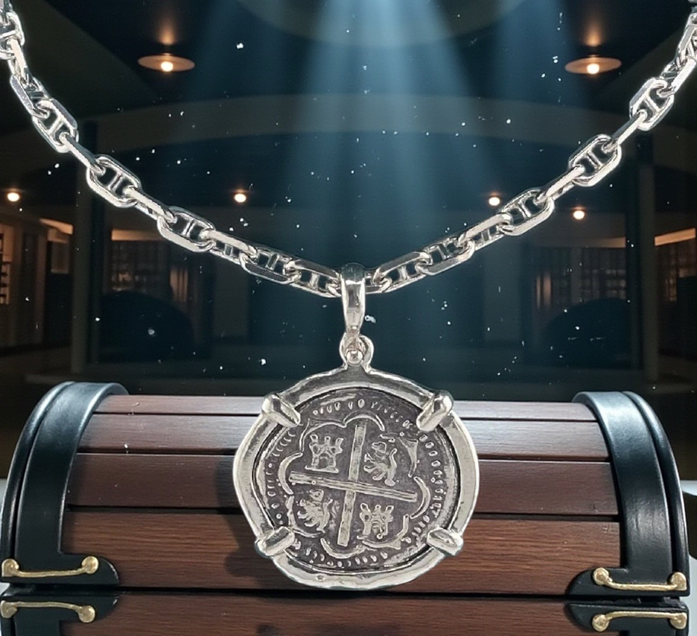 NUESTRA SENORA DE ATOCHA SOLID SILVER COIN PENDANT