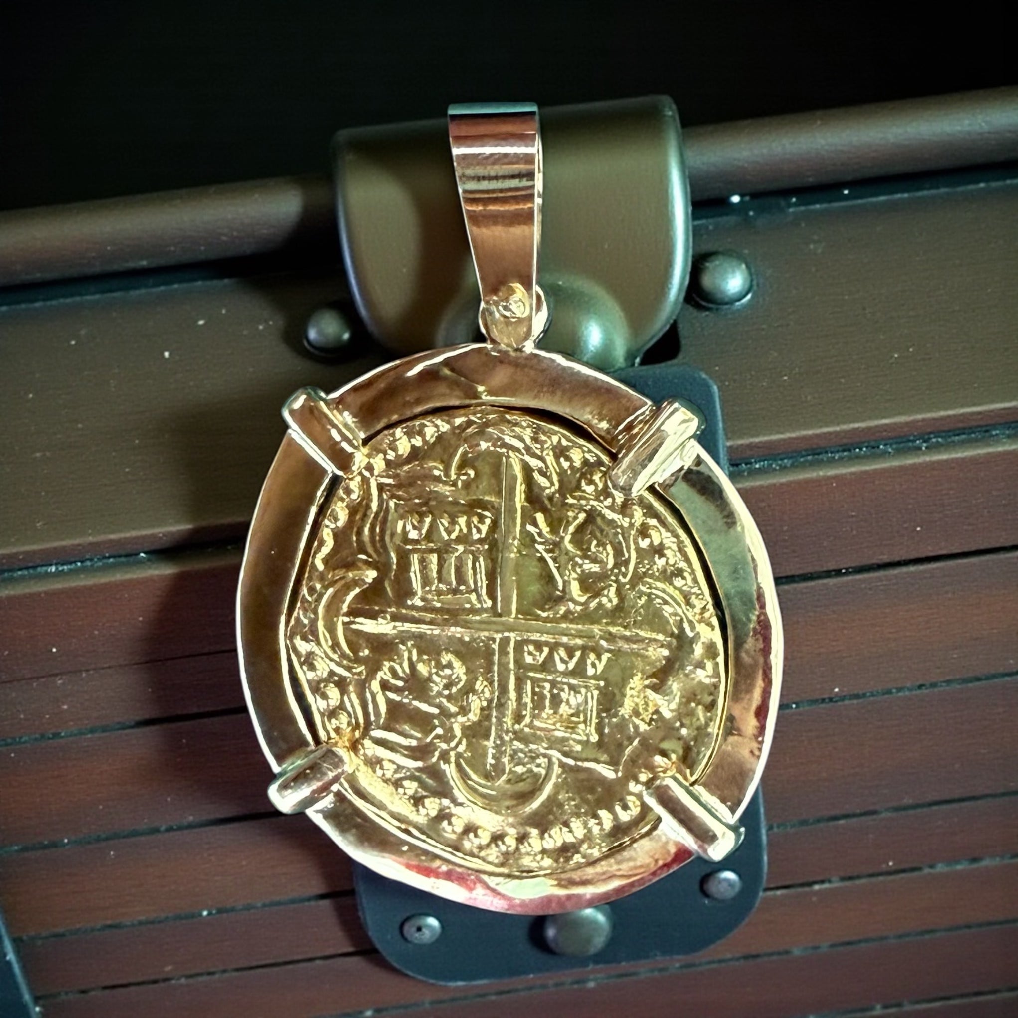 MUSEUM QUALITY ATOCHA SHIPWRECK GOLD COIN PENDANT HANDMADE WITH 14k SOLID REAL GOLD 14K STAMPED