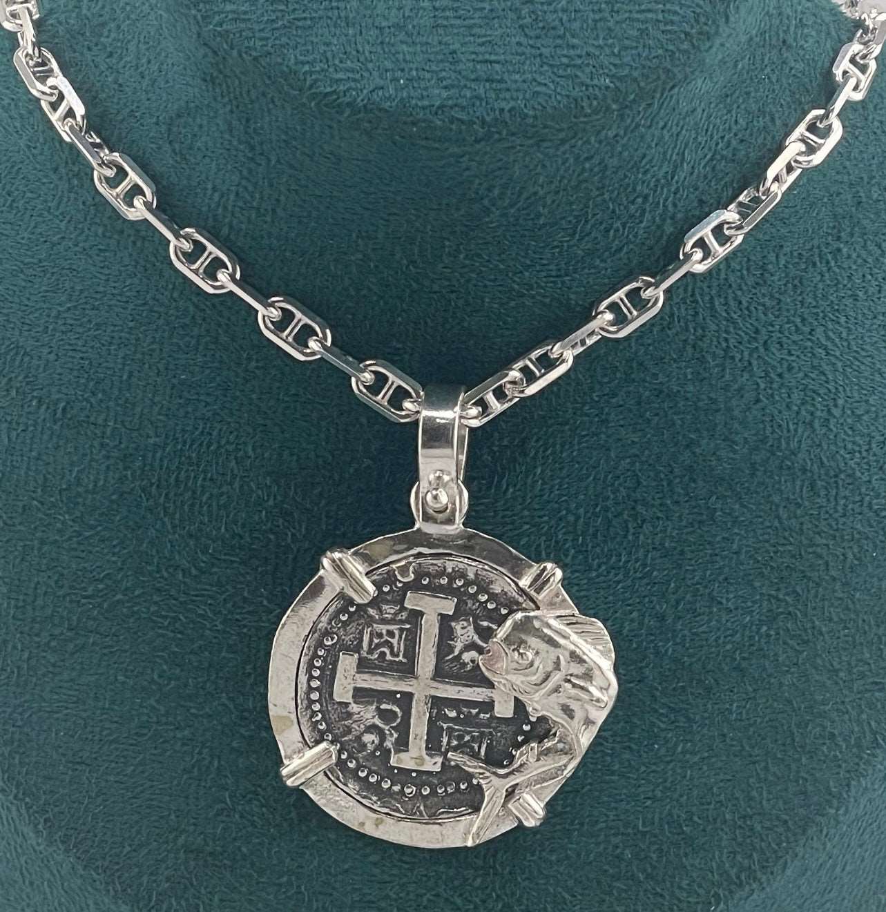 NUESTRA SENORA DE ATOCHA SOLID SILVER COIN PENDANT