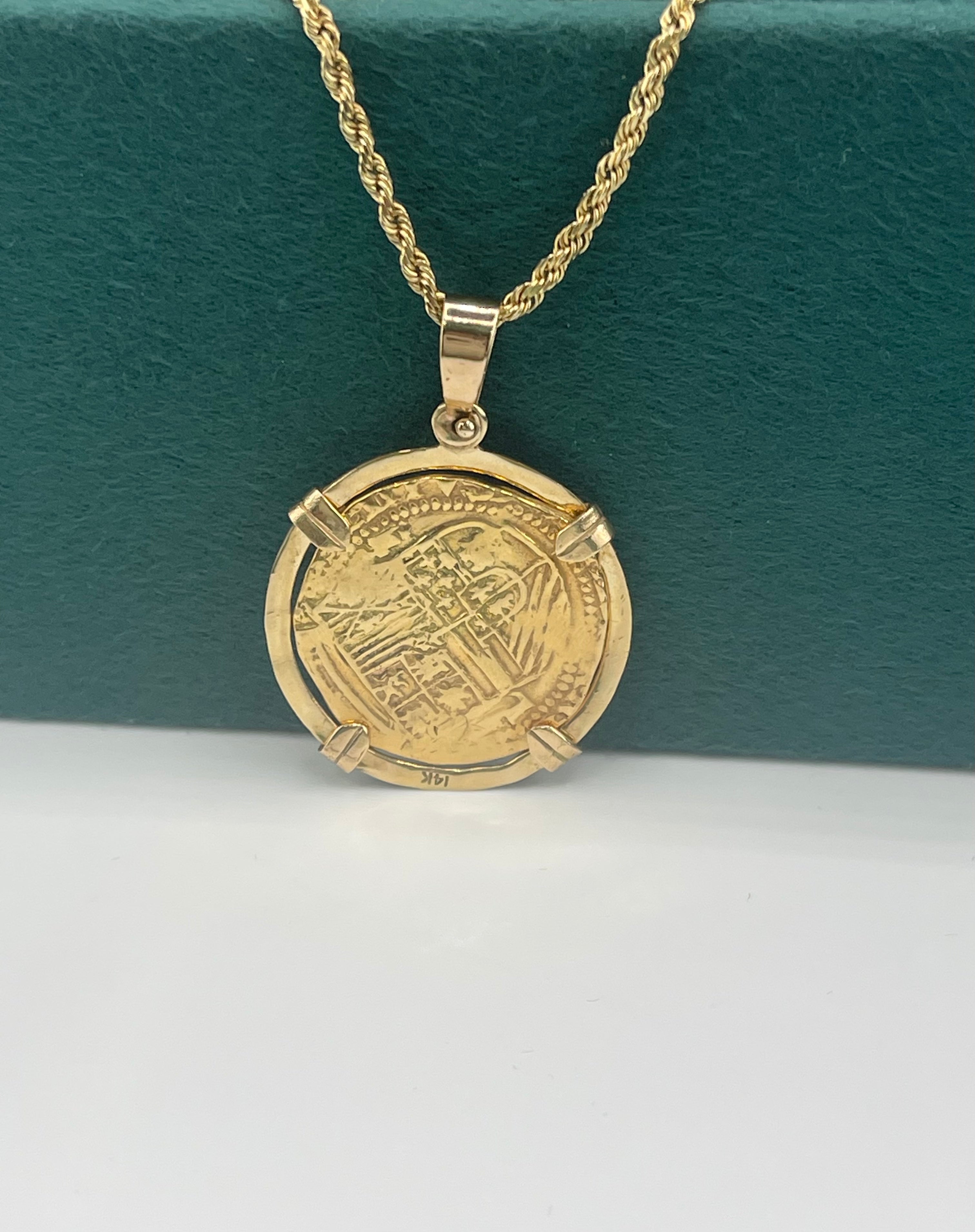 ATOCHA SHIPWRECK GOLD COIN PENDANT HANDMADE WITH 14k SOLID GOLD