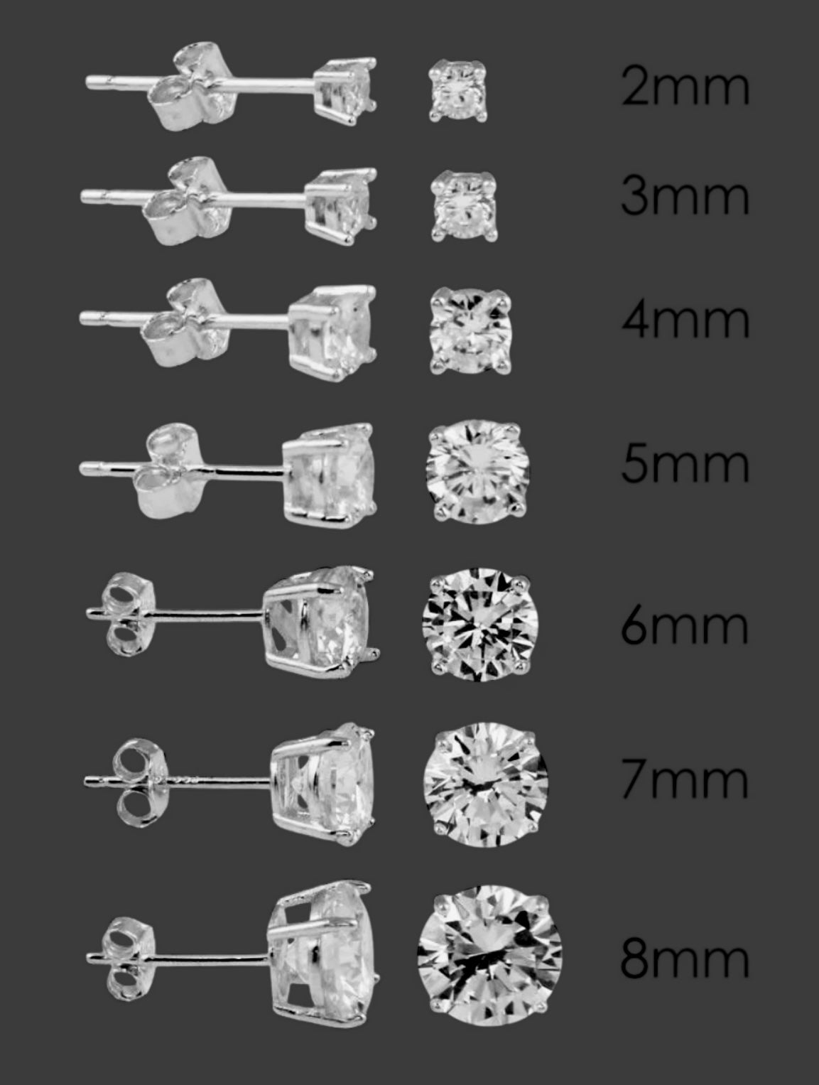 925 sterling silver crystal stud earrings