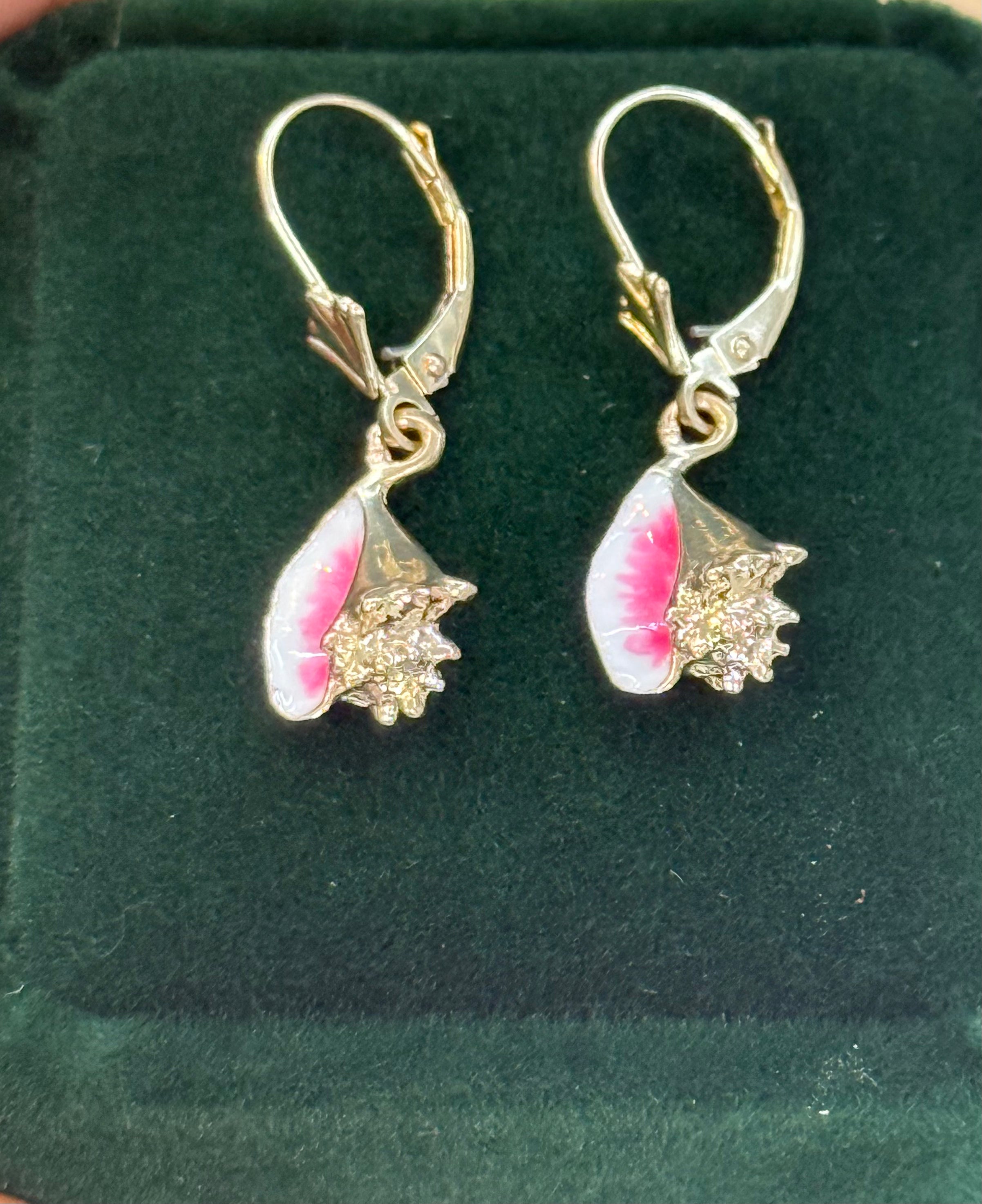 14K REAL SOLID GOLD HANDMADE MINI CONCH SHELL EARRINGS