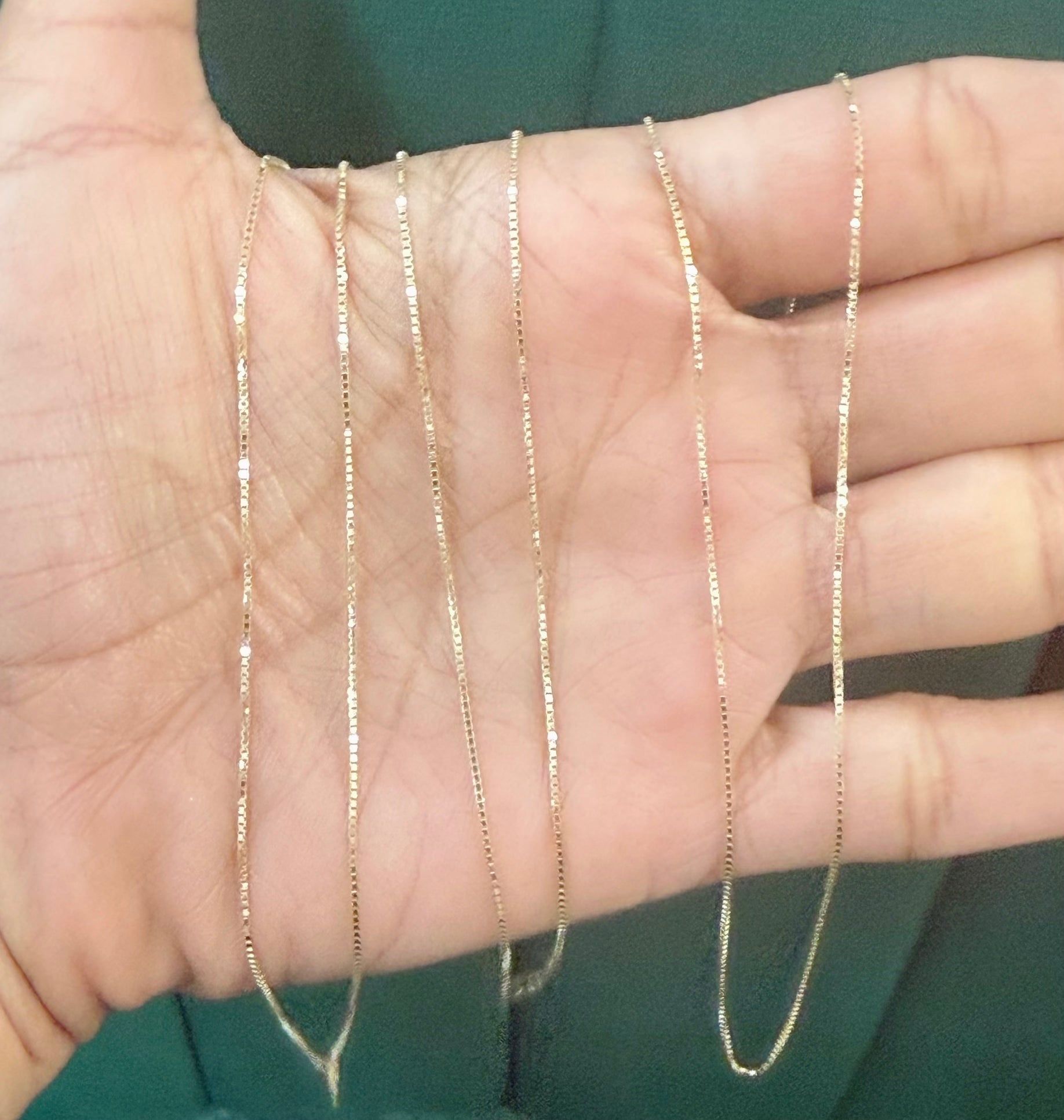 14K REAL GOLD BEAUTIFUL FINE BOX CHAIN 0.6MM SOLD PER PIECE