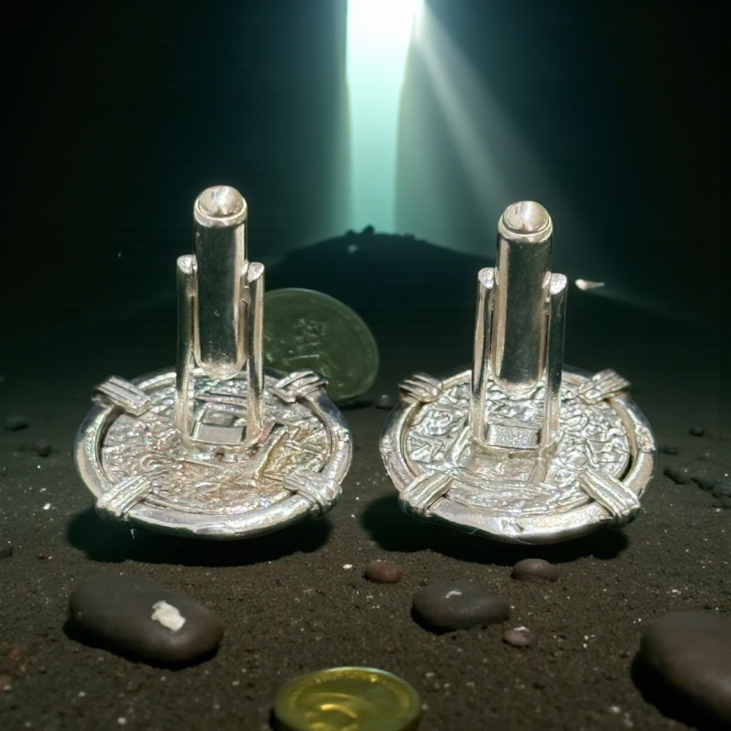Atocha shipwreck coin Cufflinks 925 solid sterling silver made from atocha silver bars 22mm