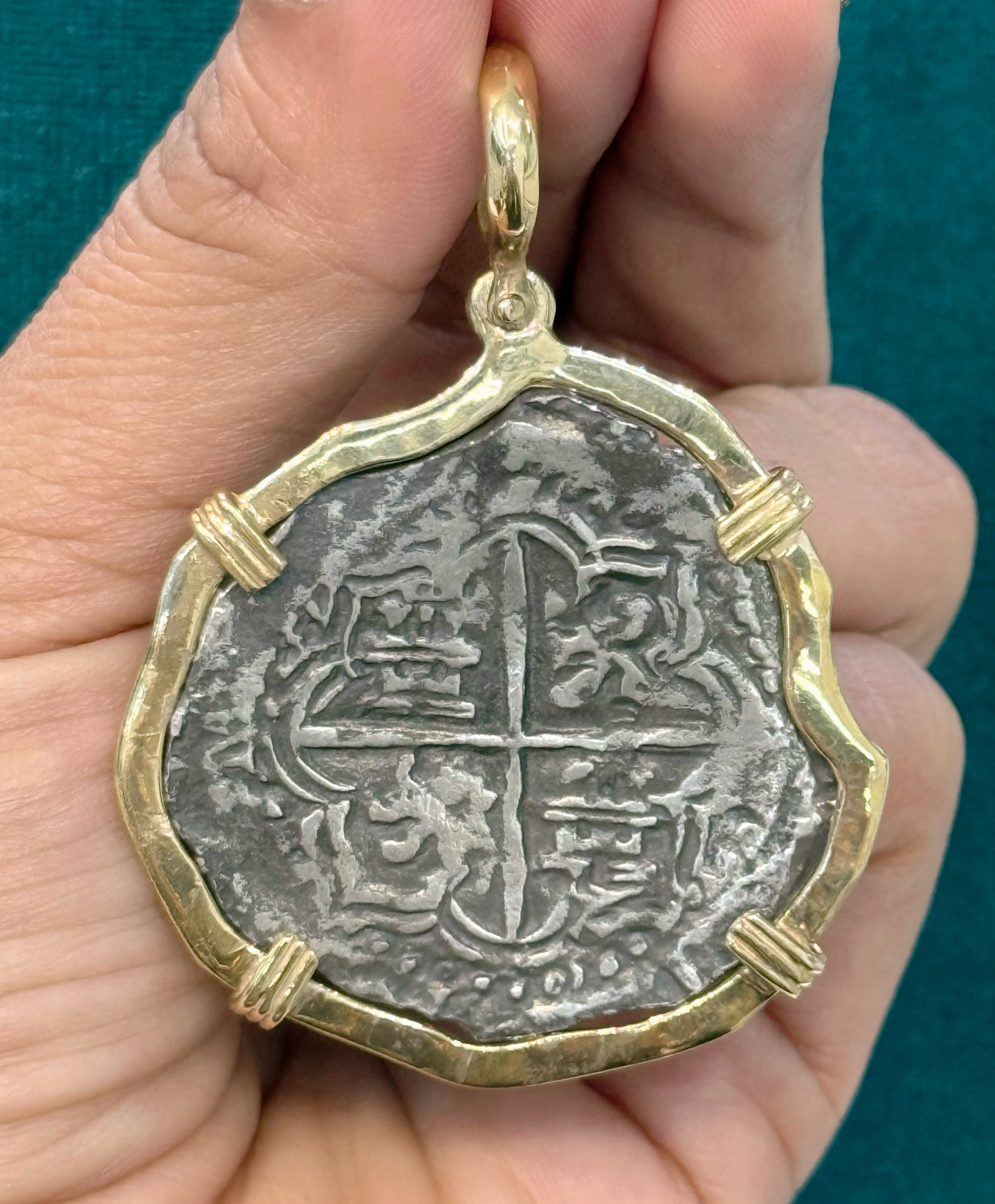 Atocha Coin Jewelry Atocha Coin Pendant 14k Gold Frame W/ Reale