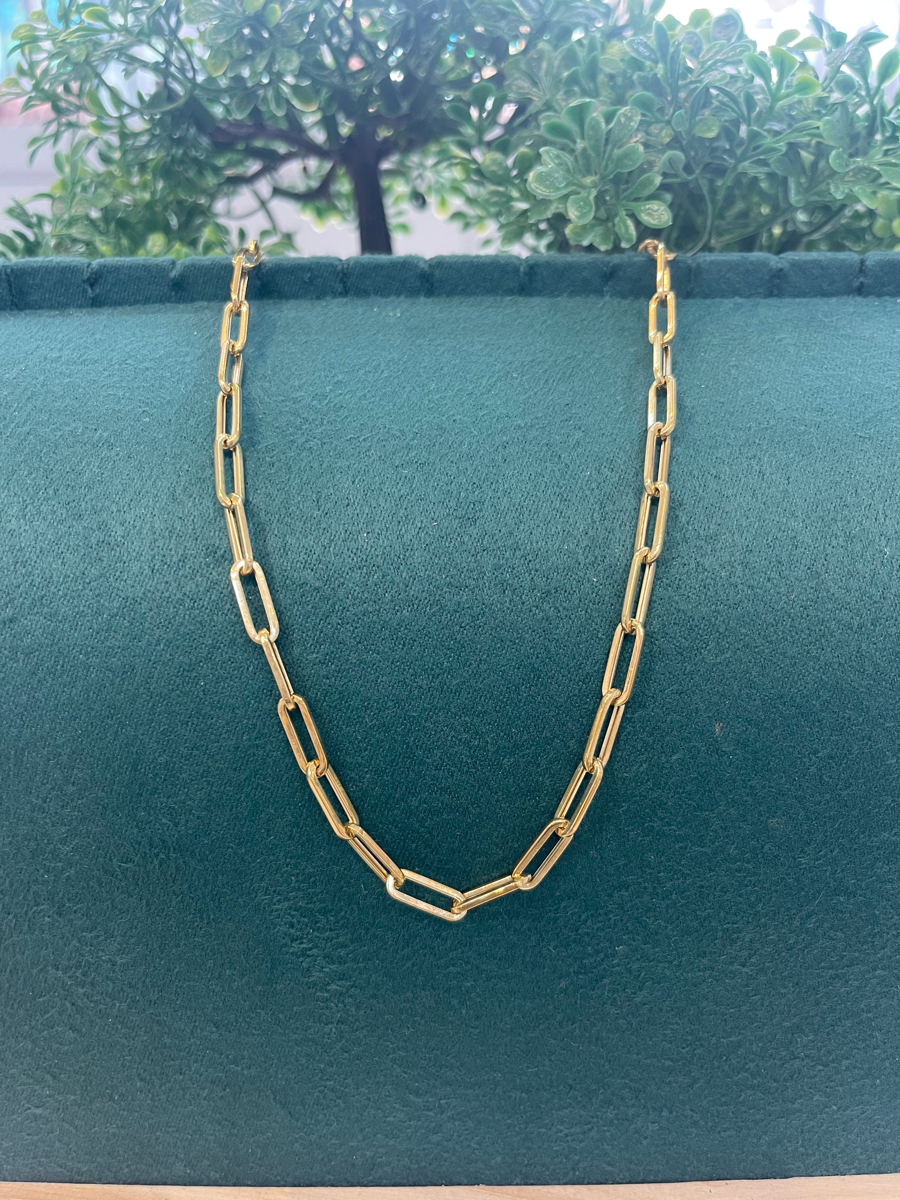 14K REAL GOLD BEAUTIFUL PAPER CLIP CHAIN 4.5MM