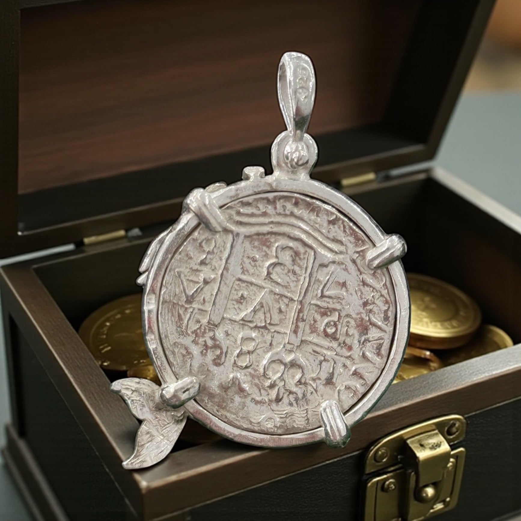 ATOCHA SOLID SILVER COIN PENDANT IN BEAUTIFUL MERMAID