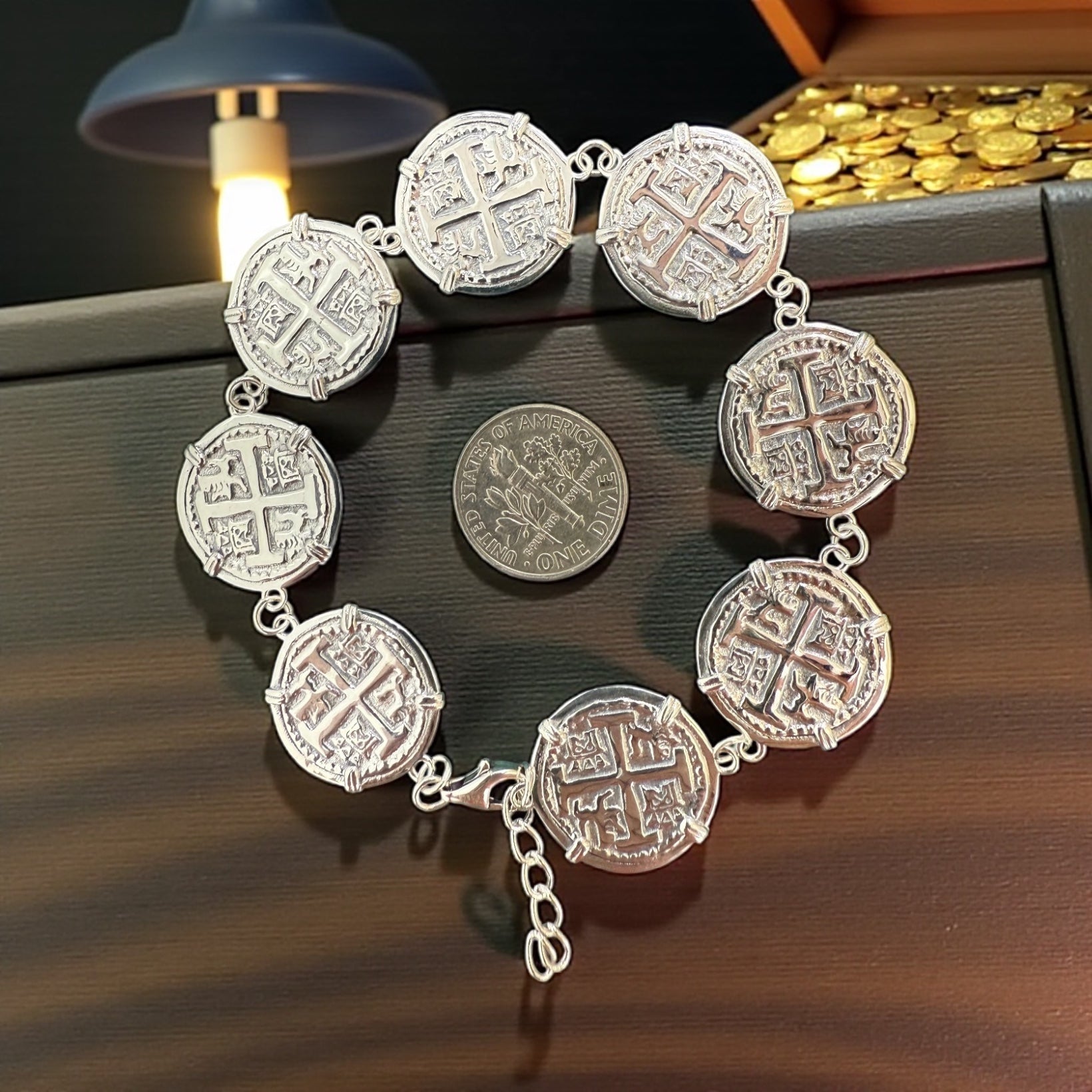 BEAUTIFUL ATOCHA SILVER COIN BRACELET