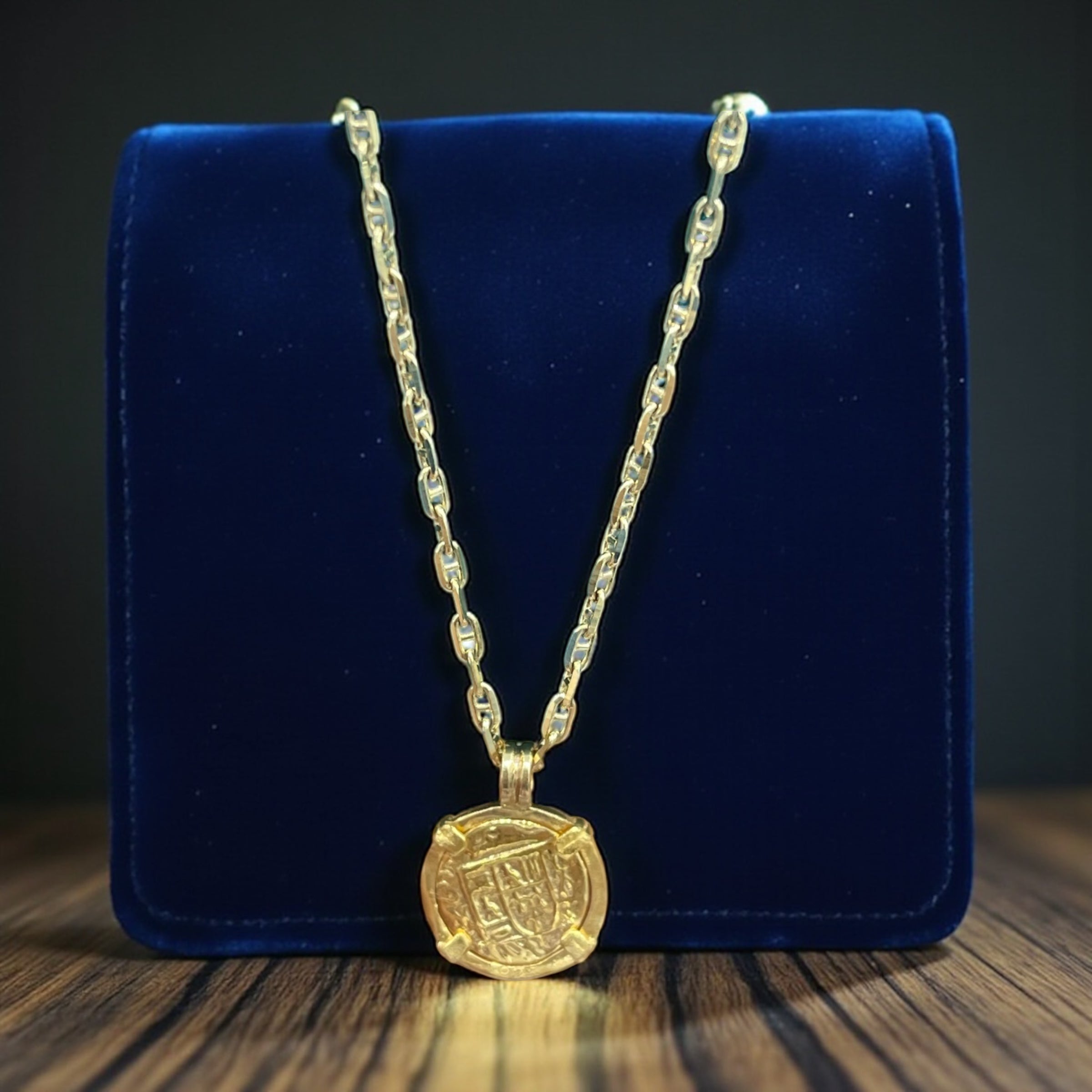 14k real gold mini shipwreck treasure gold coin pendant