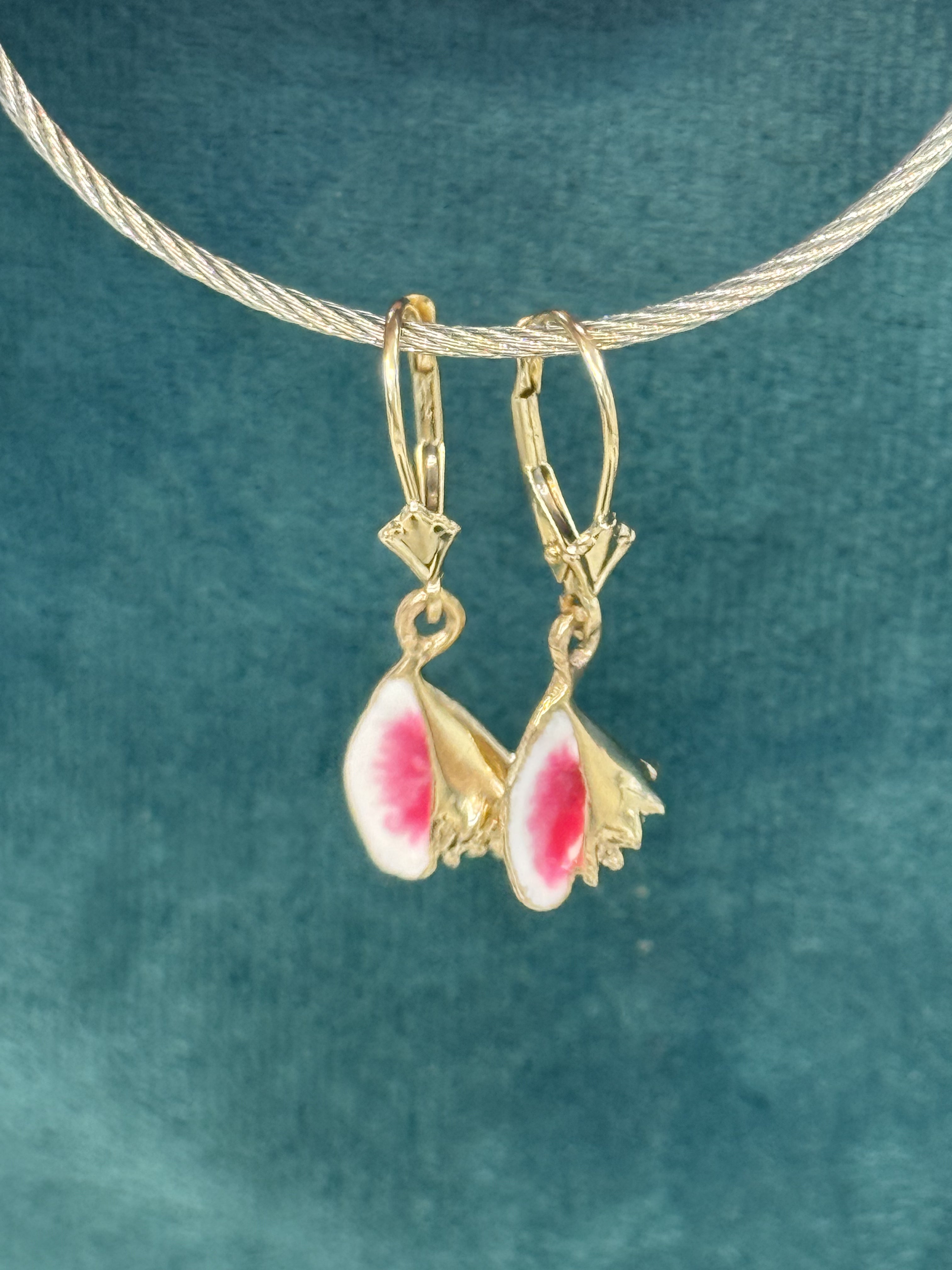 14K REAL SOLID GOLD HANDMADE MINI CONCH SHELL EARRINGS