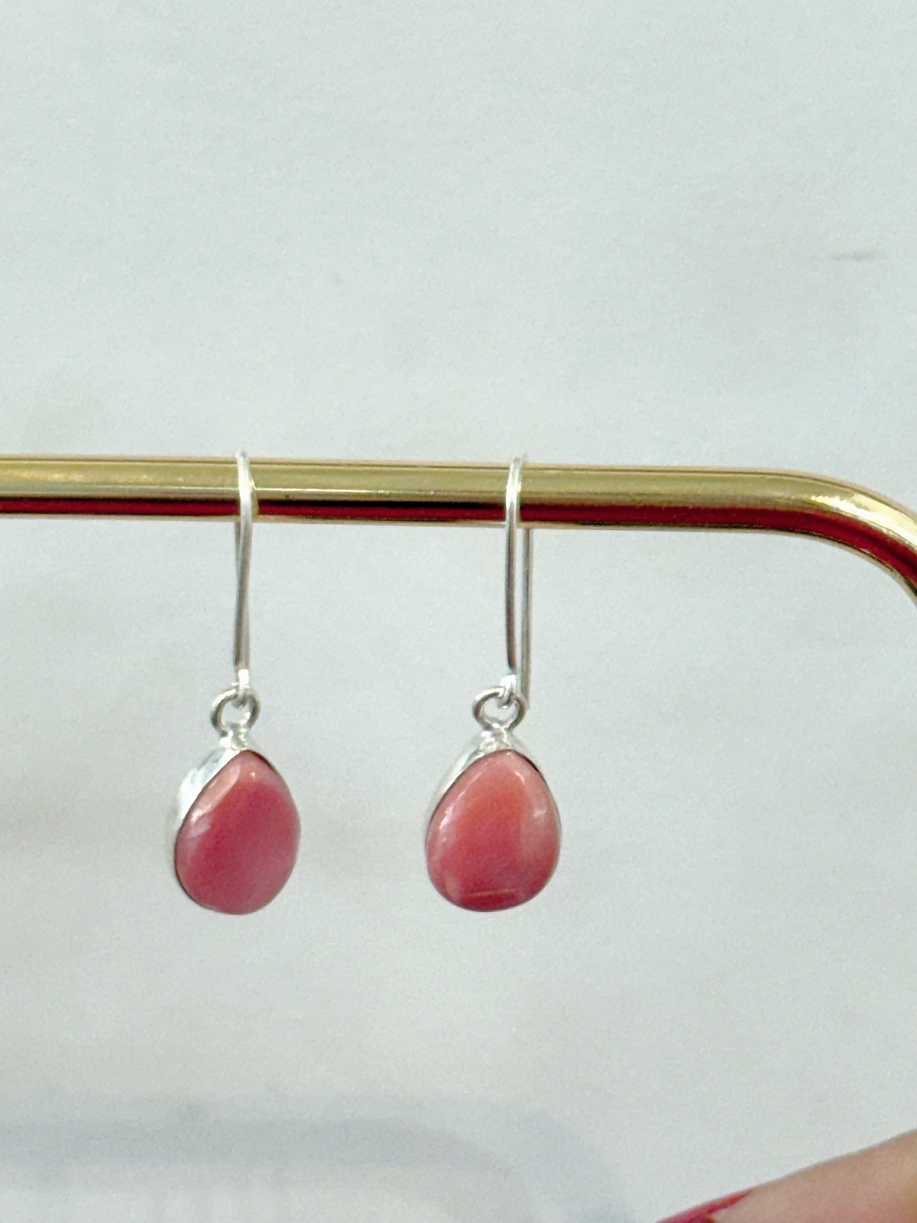 Handmade Pink Tear Drop Larimar Earrings
