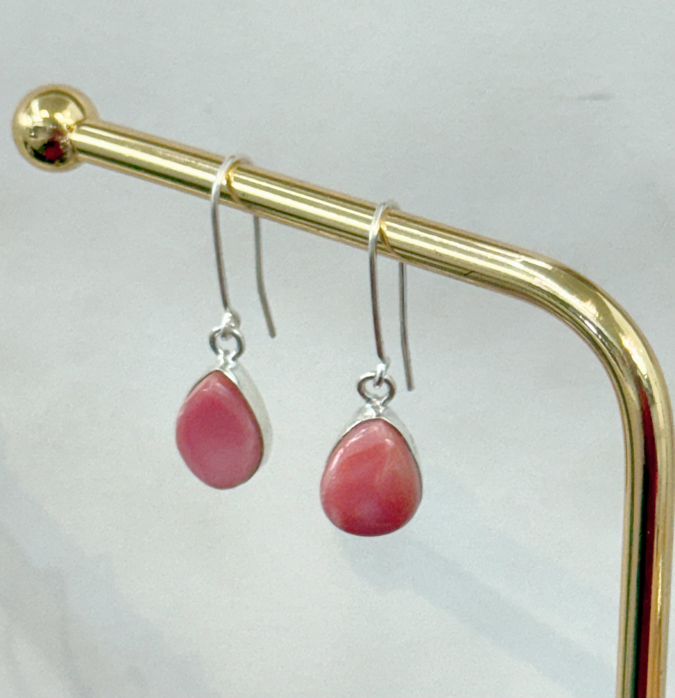 Handmade Pink Tear Drop Larimar Earrings