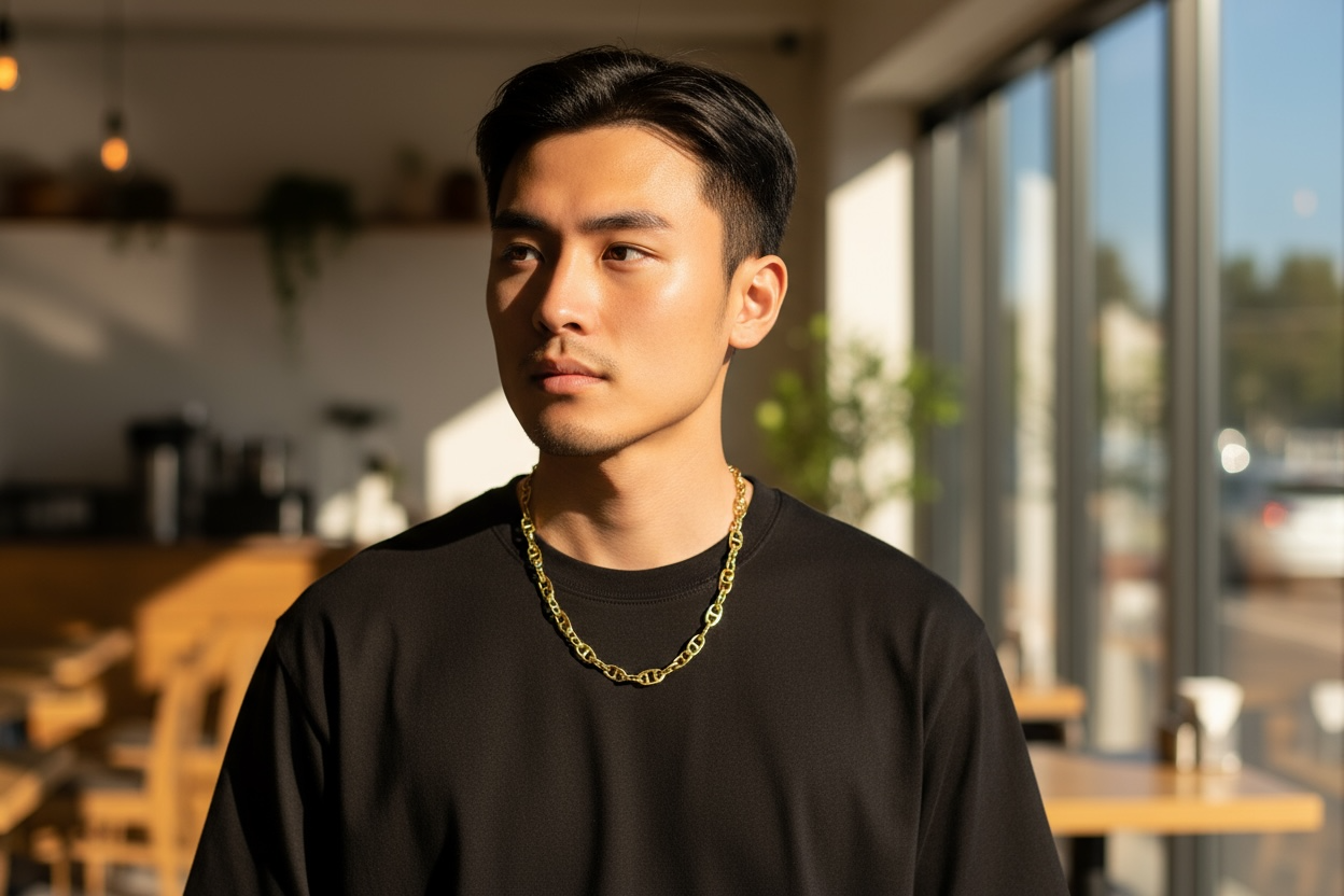 14k solid real gold handmade rounded anchor link chain 7.5mm