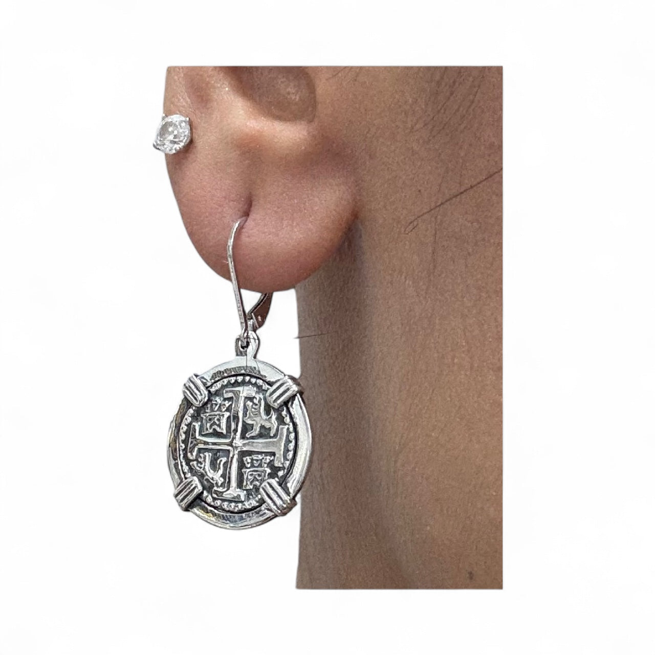 ATOCHA SILVER MINI COIN EARRINGS DIME SIZE