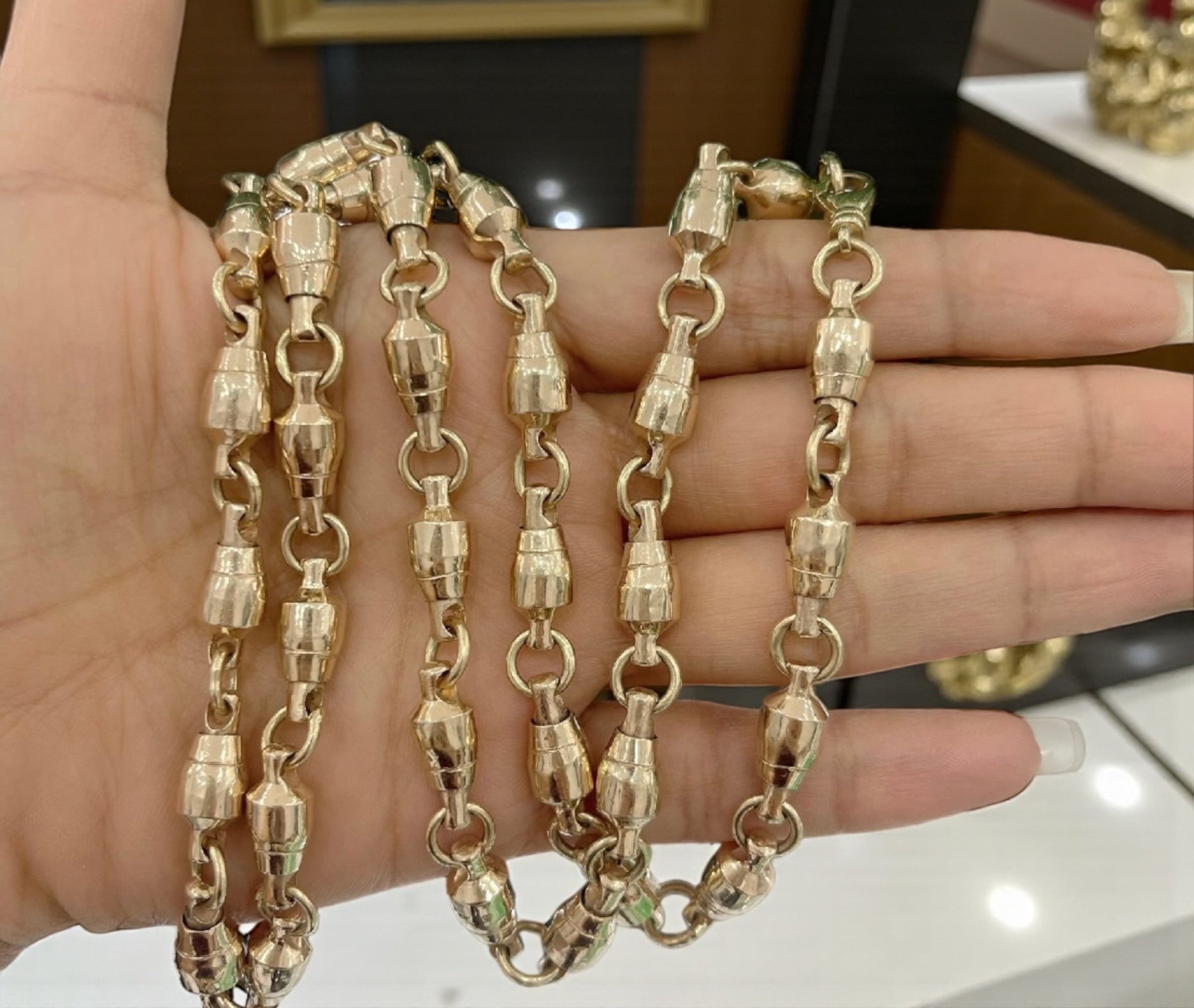 14k solid heavy gold handmade swivel chain 6mm