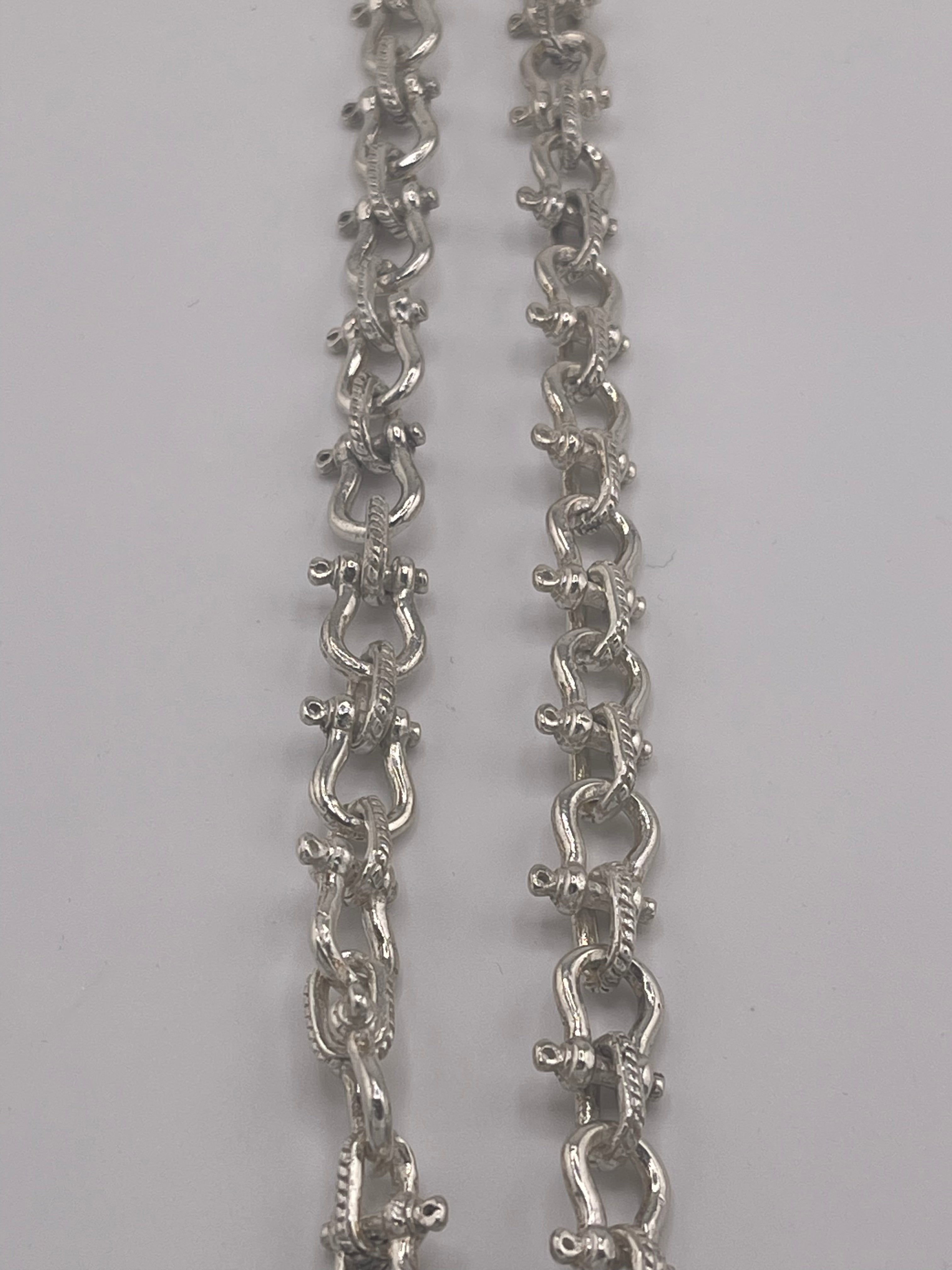 HEAVY HANDMADE 925 STERLING SILVER SHACKLE LINK CHAIN 11MM