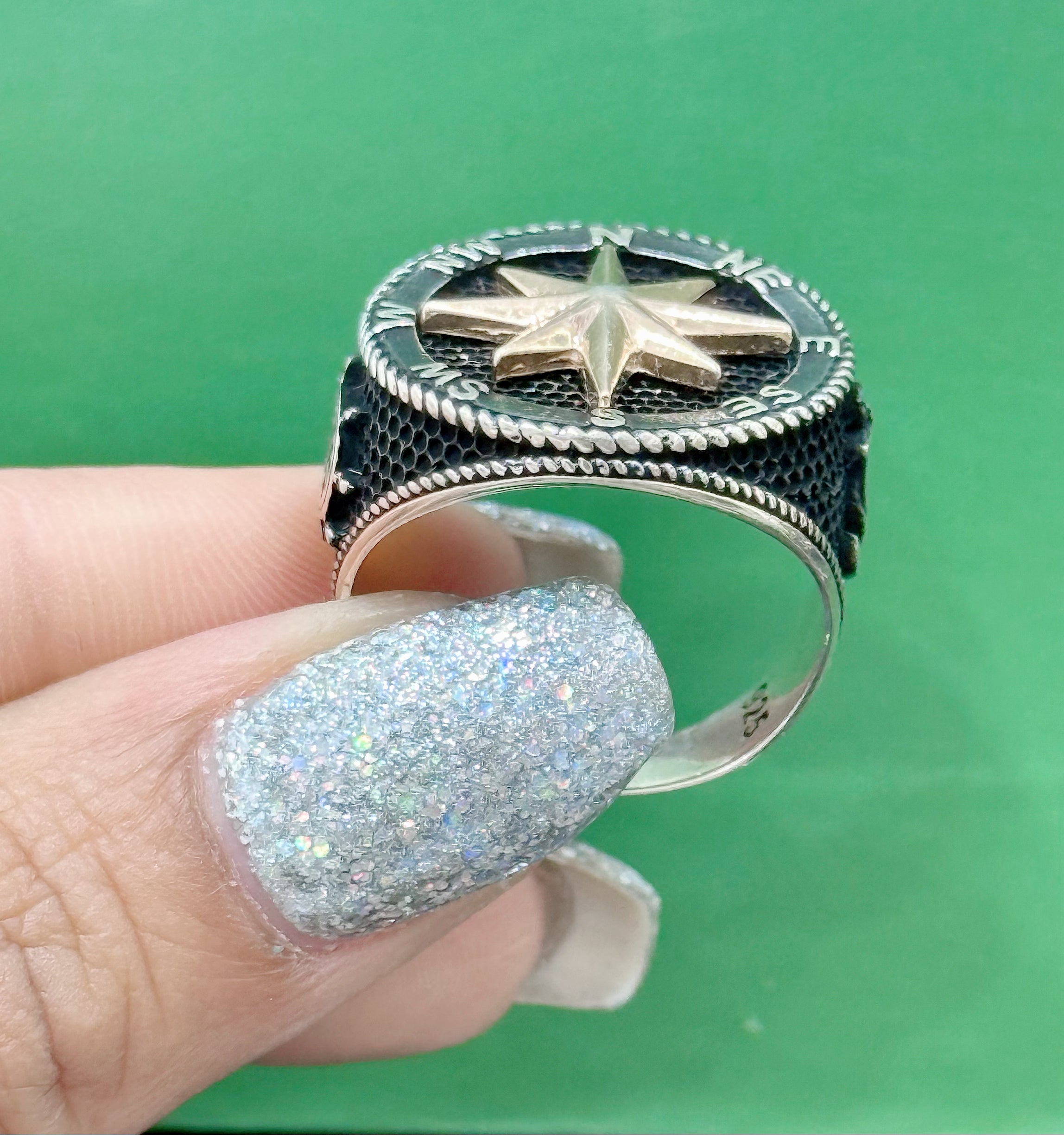 925 Sterling Silver Compass man’s ring