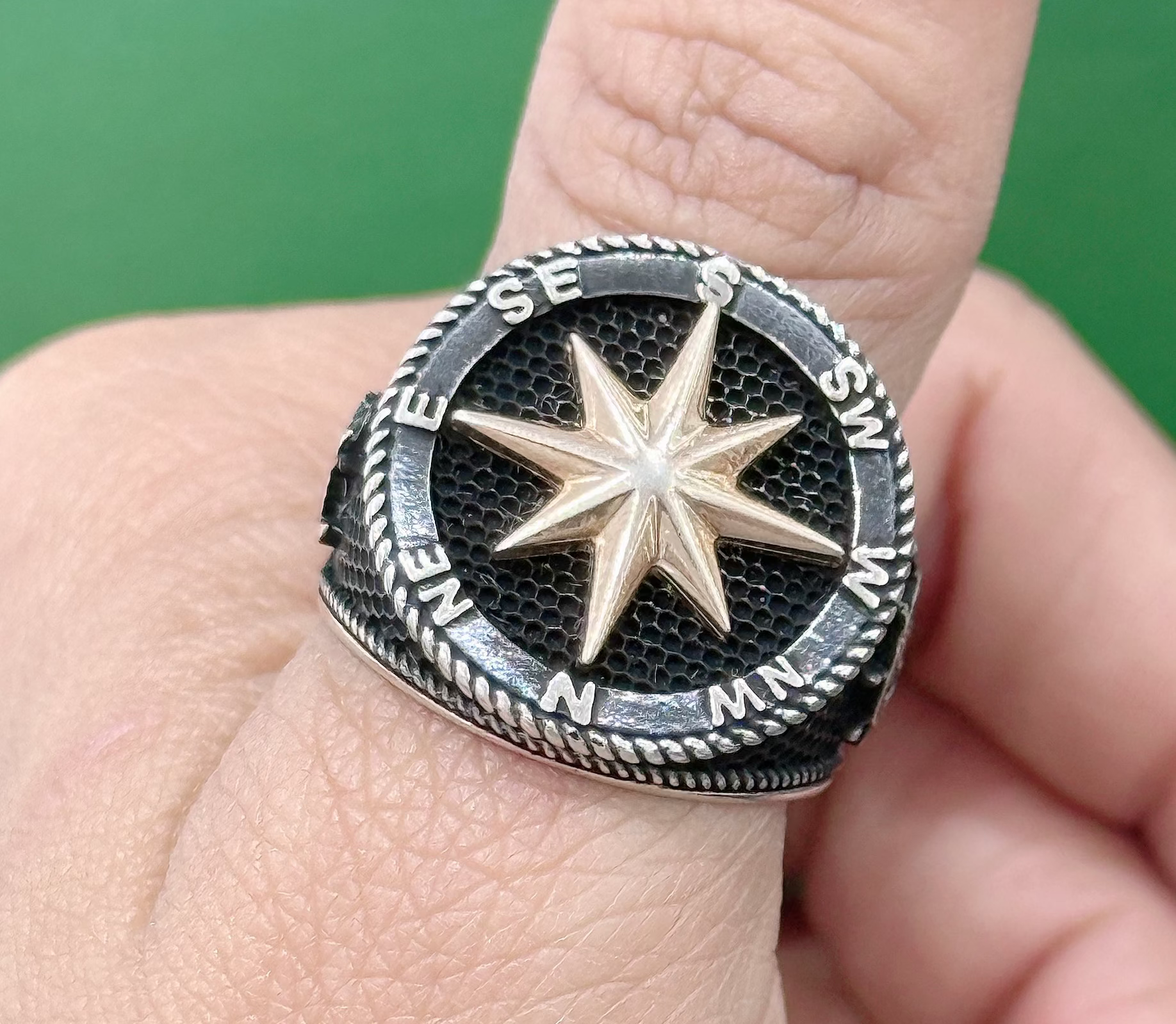 925 Sterling Silver Compass man’s ring