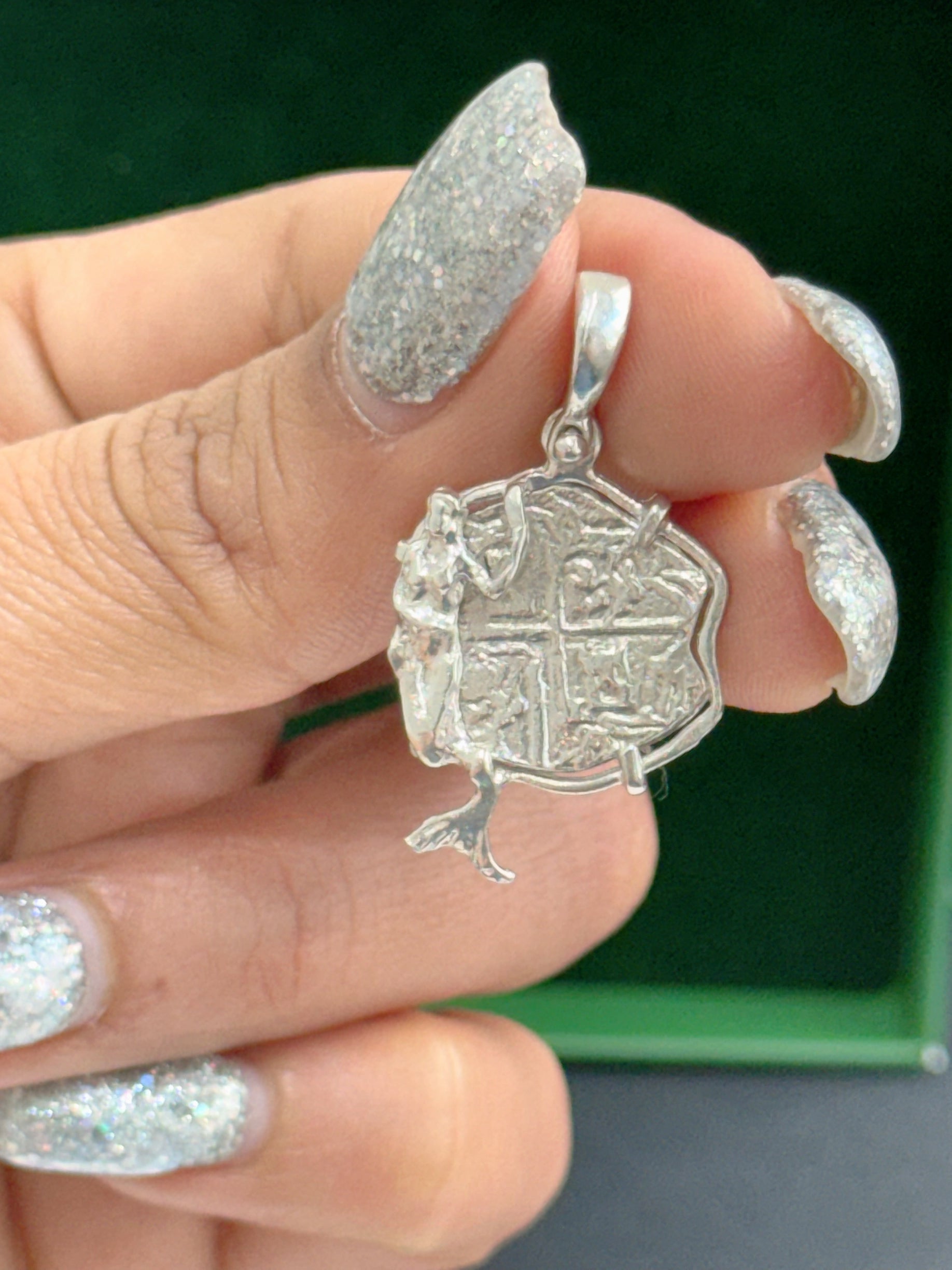 ATOCHA SHIPWRECK SILVER COIN PENDANT IN MERMAID BEZEL