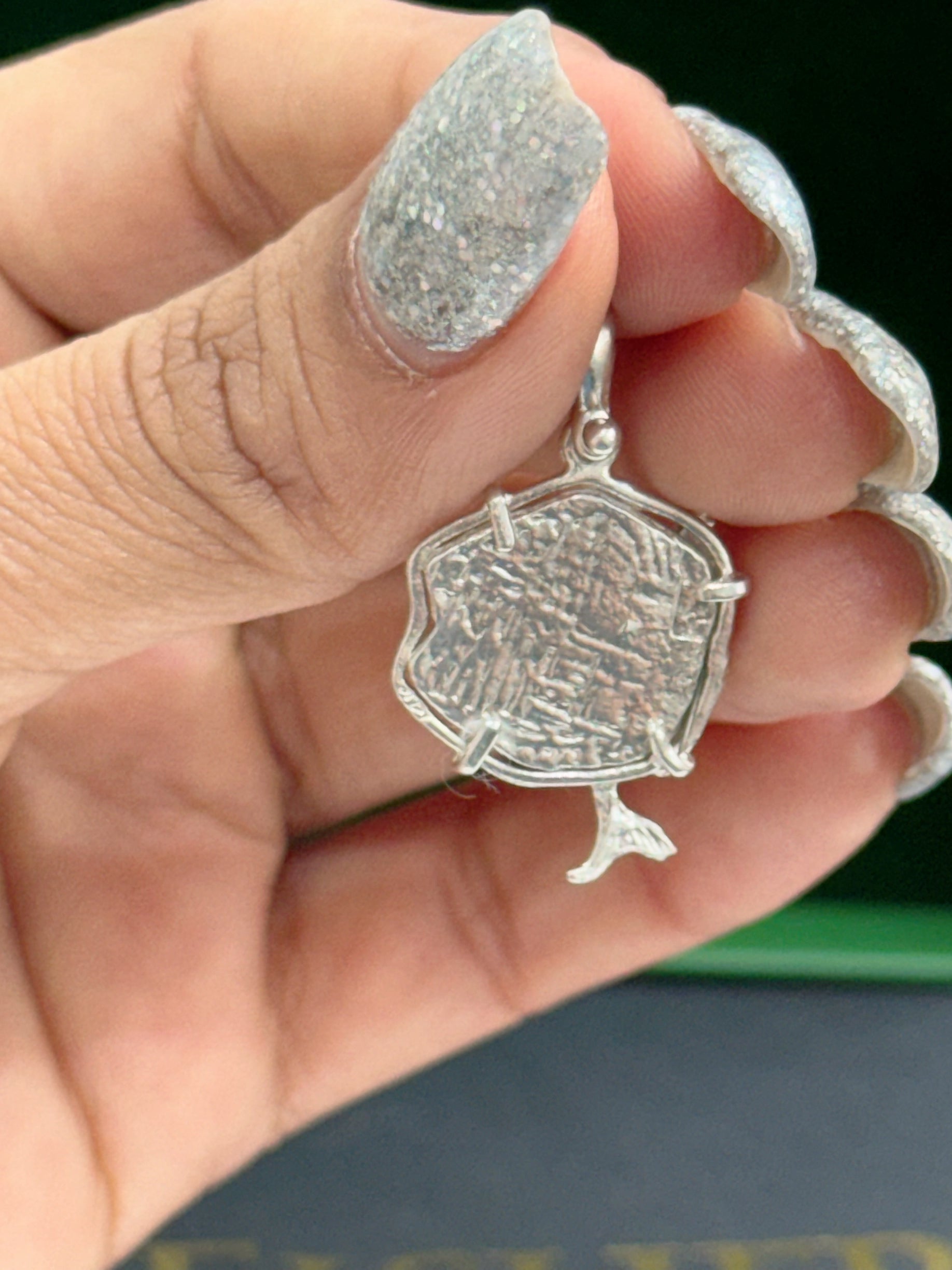 ATOCHA SHIPWRECK SILVER COIN PENDANT IN MERMAID BEZEL