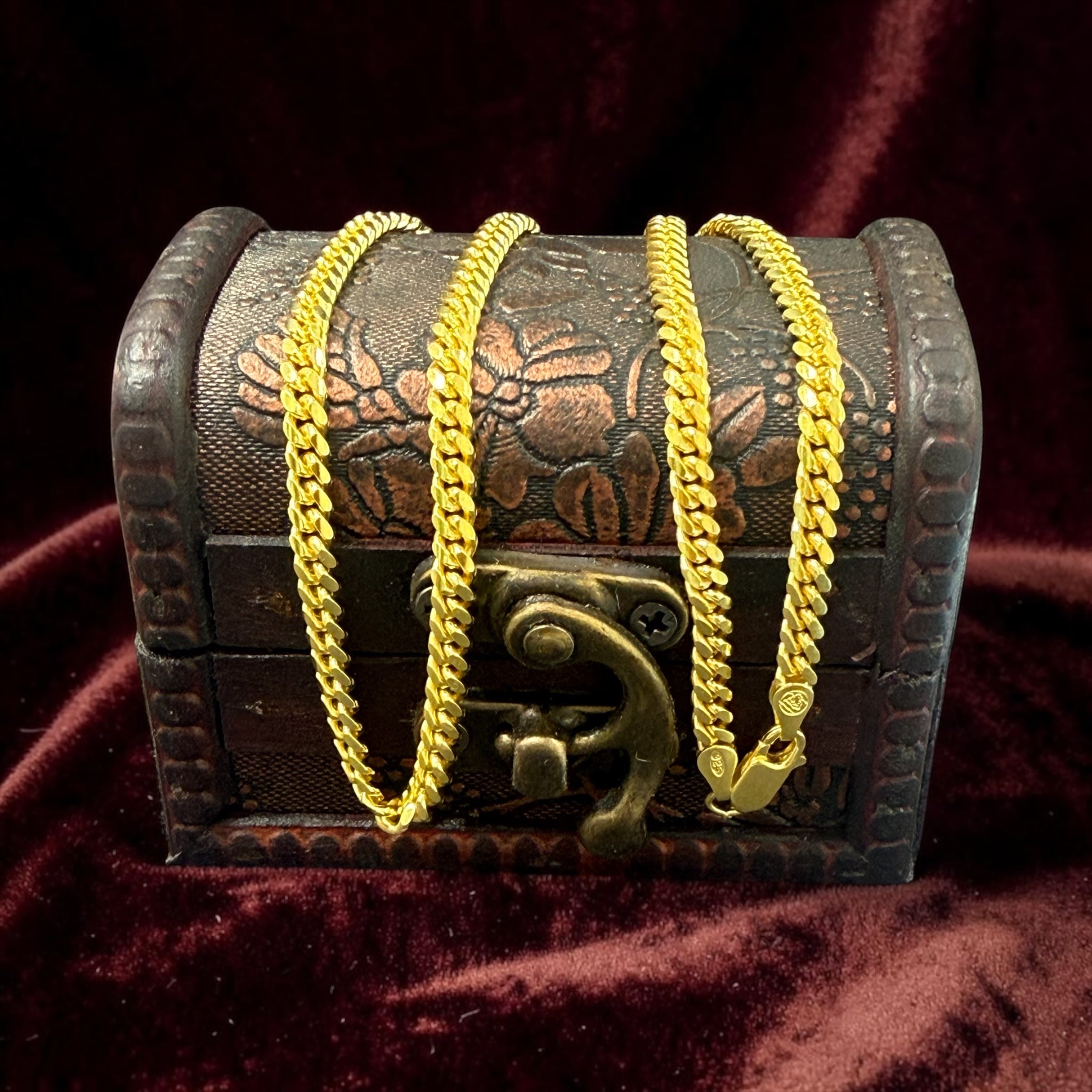 925 sterling silver 4mm Cuban link chain 14k gold vermeil