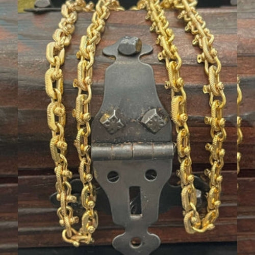14K SOLID REAL GOLD HANDMADE BEAUTIFUL SHACKLE LINK CHAIN 6MM.