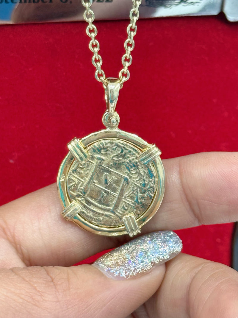 14k solid real gold shipwreck treasure gold coin pendant