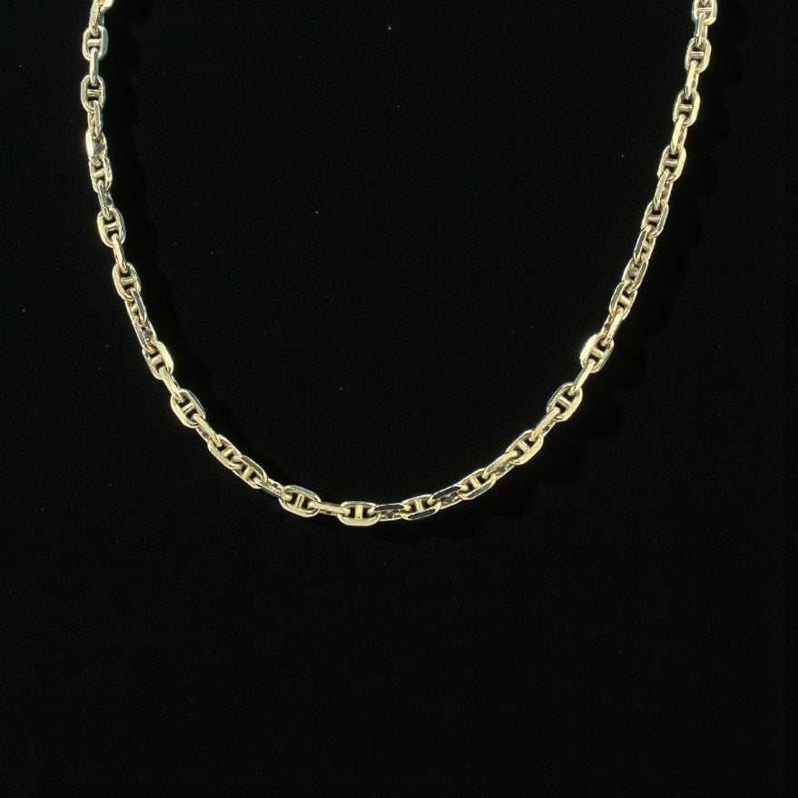 14K SOLID REAL GOLD  BEAUTIFUL  ANCHOR CHAIN 3MM