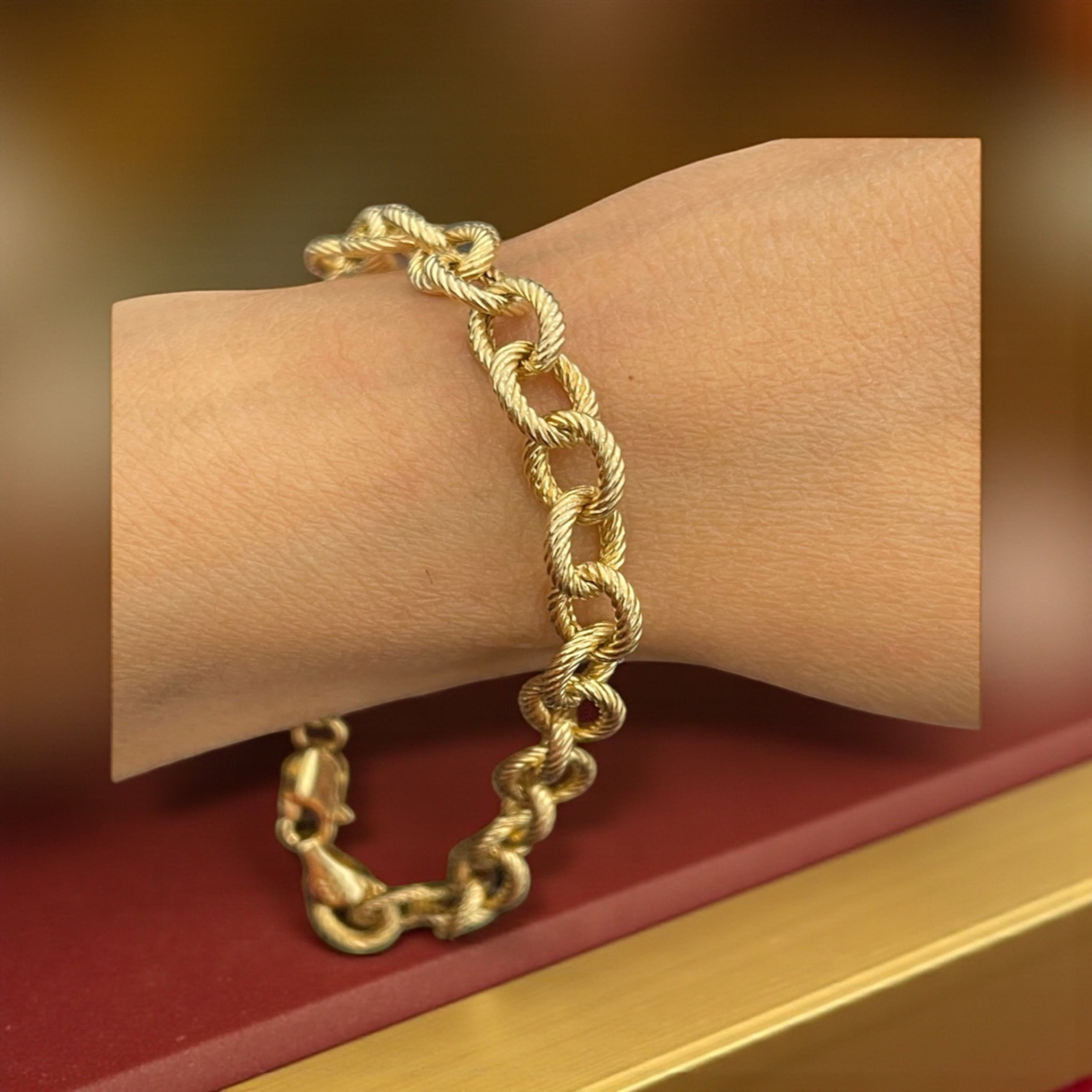 14k solid real solid gold handmade money chain bracelet 5mm
