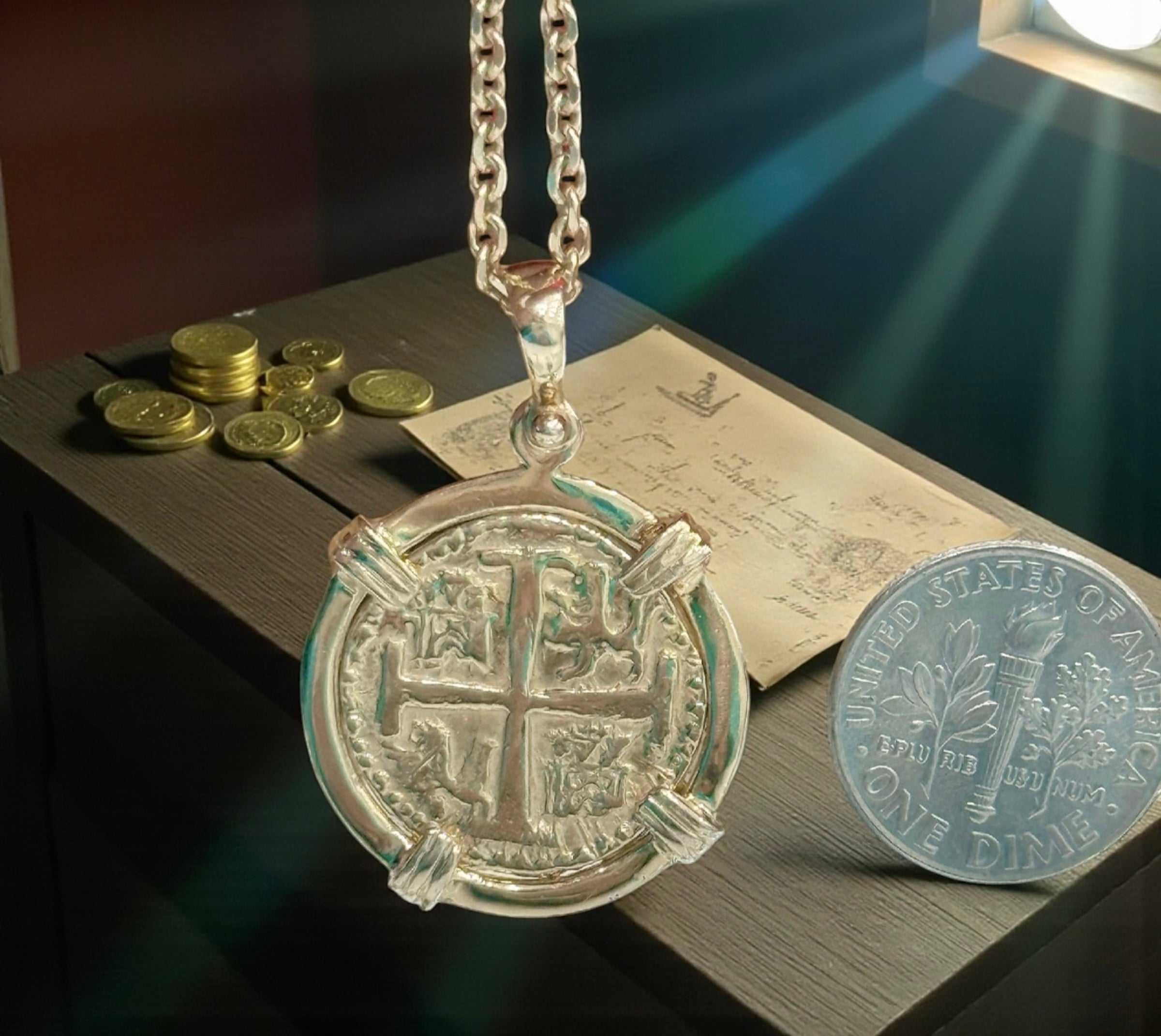 14k solid real gold shipwreck treasure gold coin pendant