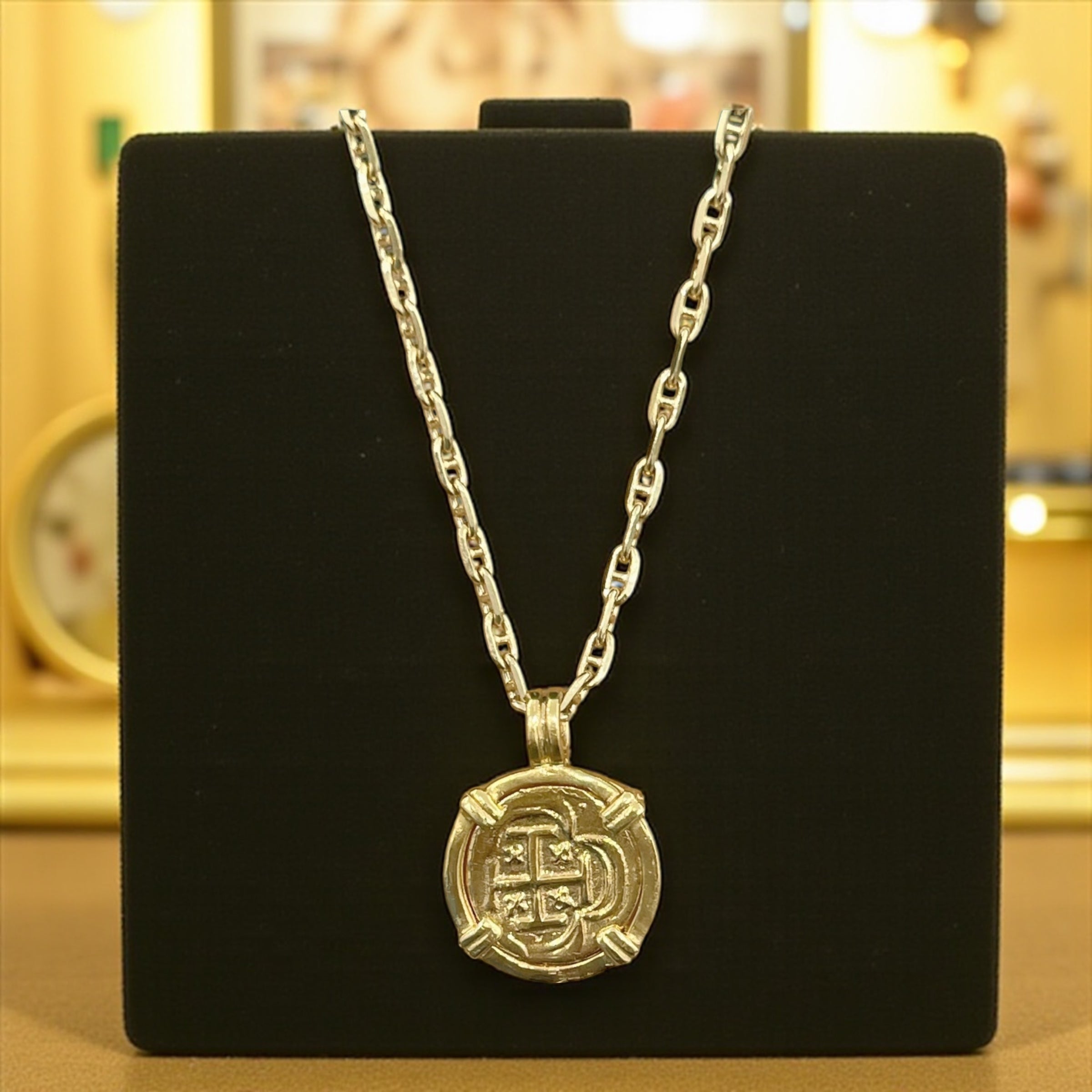 14k real gold mini shipwreck treasure gold coin pendant
