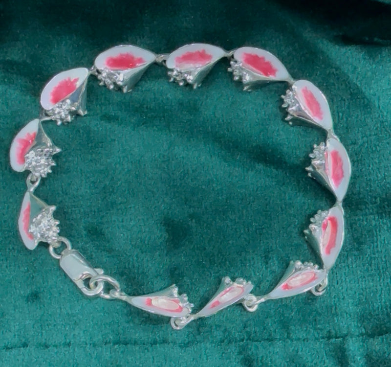 925 solid sterling silver handmade mini conch shell bracelet