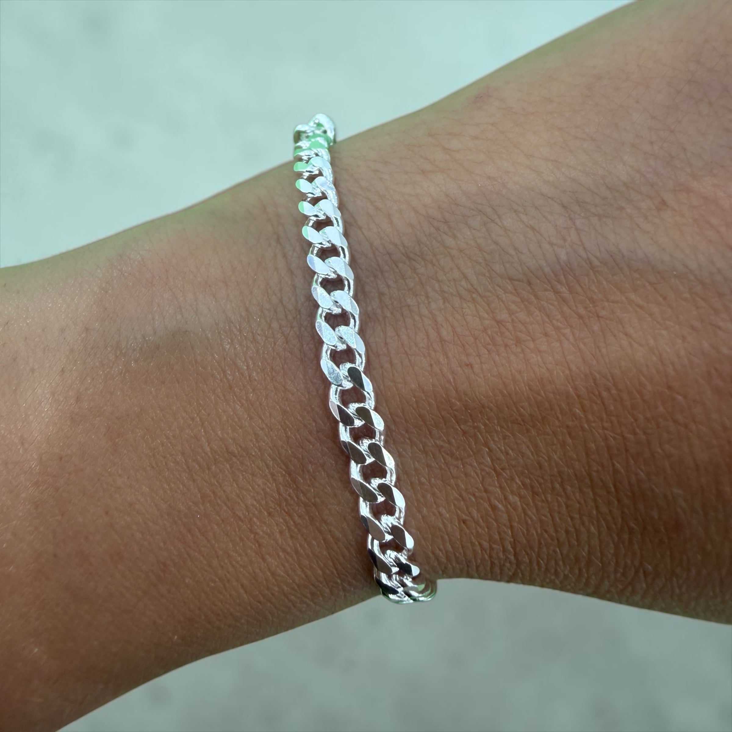 925 solid sterling silver bracelet 4mm